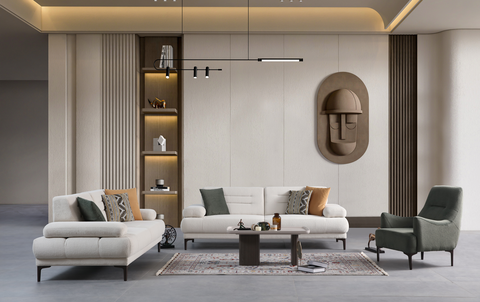 Modern Anemon sofa set by Netline Home Interior with plush cushions and sleek design for contemporary living room comfort.