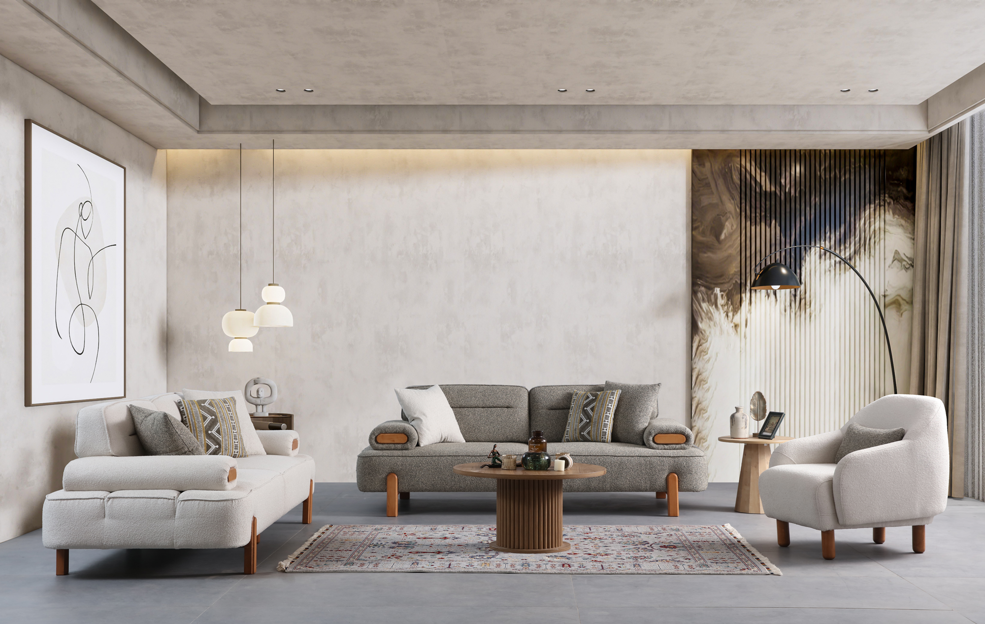 Modern Lisa sofa set by Netline Home Interior in a contemporary living room with plush cushions and stylish design.