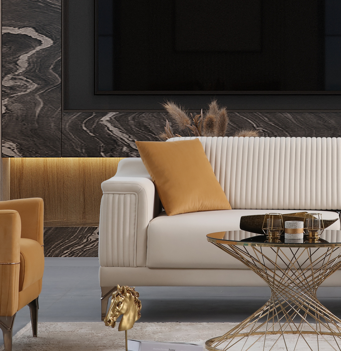 Netline Home Interior Pedro corner sofa in a spacious lounge setting, showcasing plush cushions and modern design.