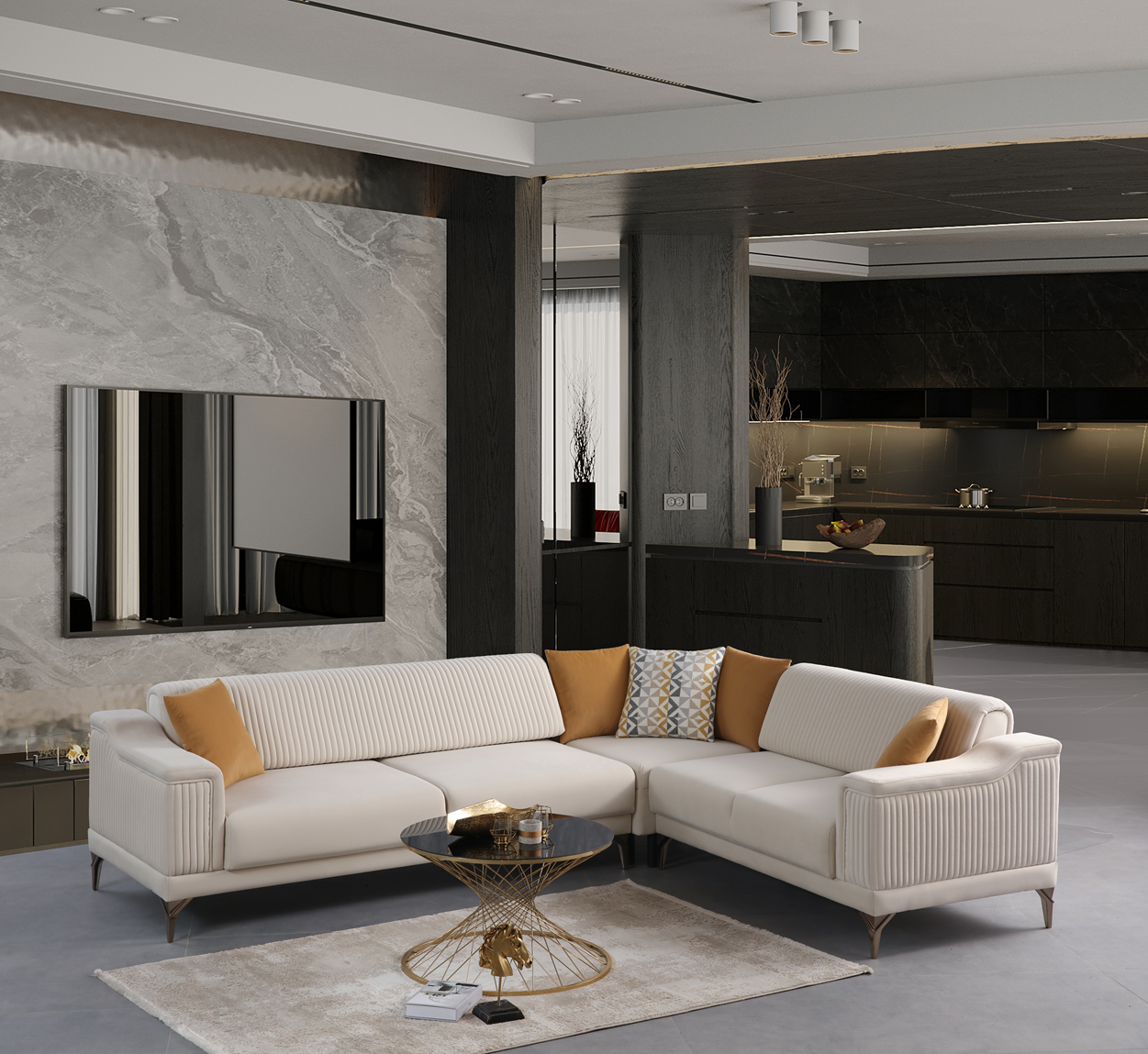 Netline Home Interior Pedro corner sofa showing spacious, comfortable lounge seating with plush cushions and modern design.