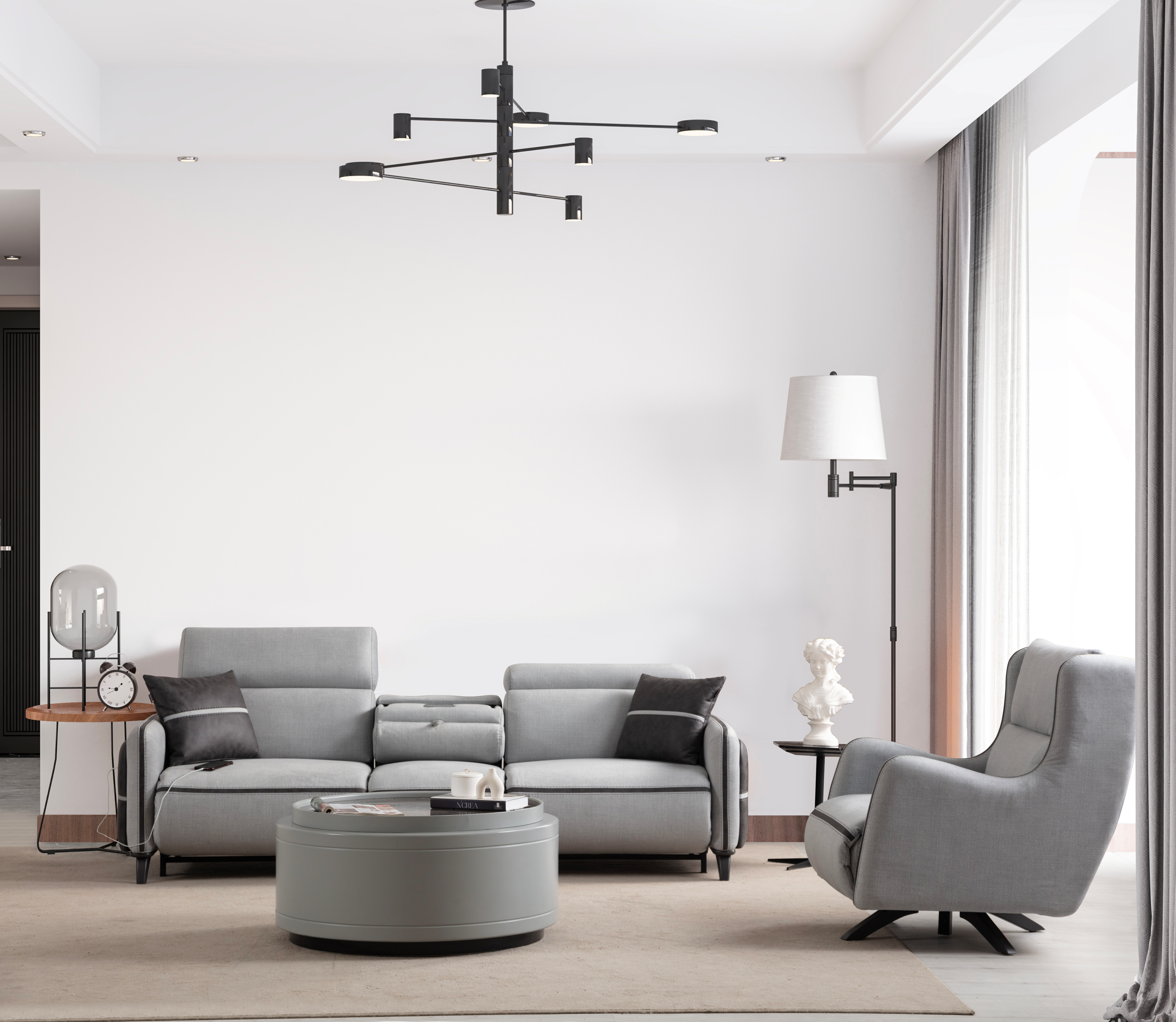Comfortable Netline Home Interior Delhi Recliner Sofa Set with plush cushions and modern design, perfect for relaxed living spaces.