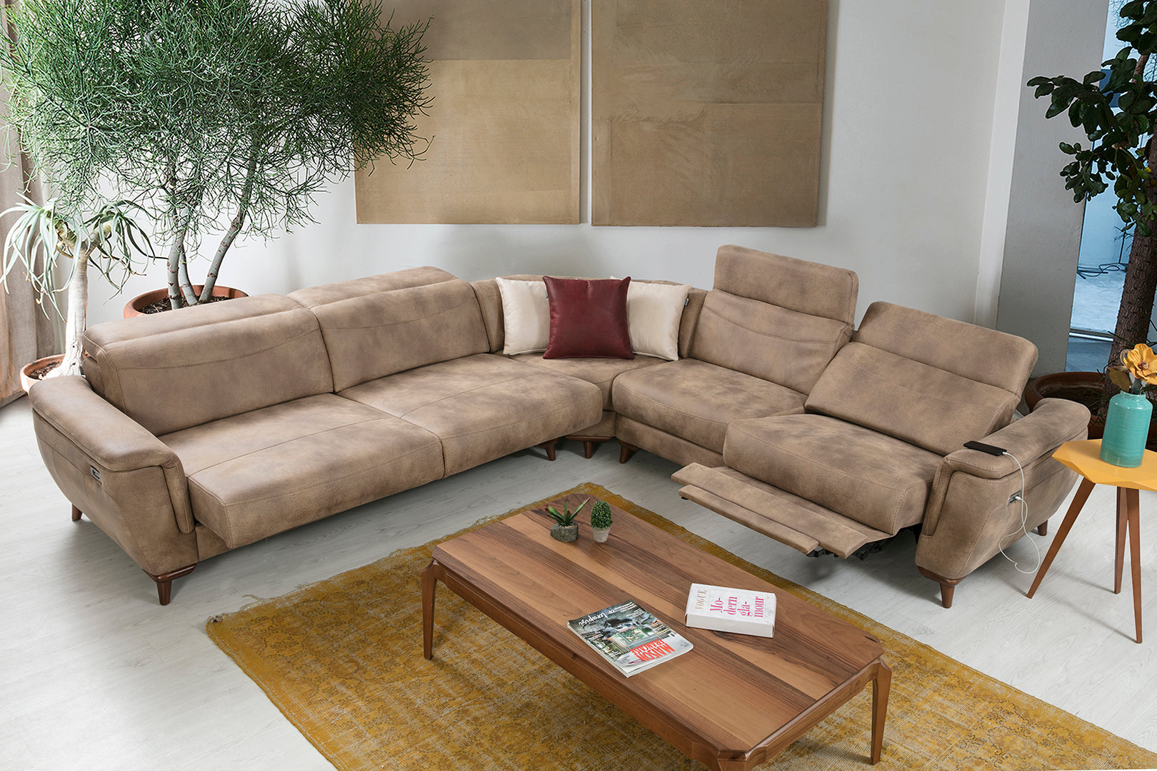 Netline Home Interior Armani corner recliner sofa with plush cushions and modern design for everyday comfort.