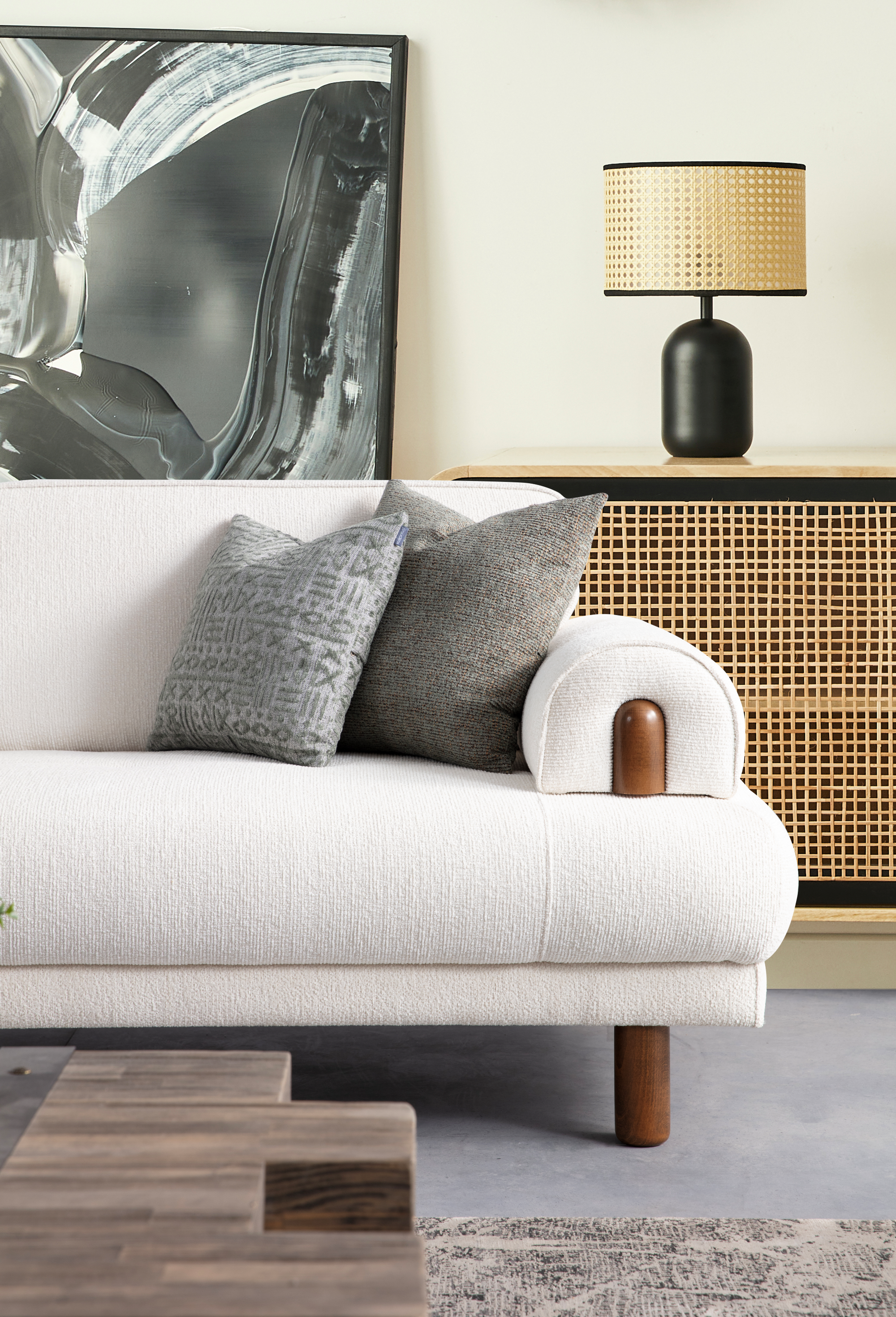 Netline Home Interior Salda 3 Seater Sofa with plush cushions and modern design, perfect for stylish everyday comfort.