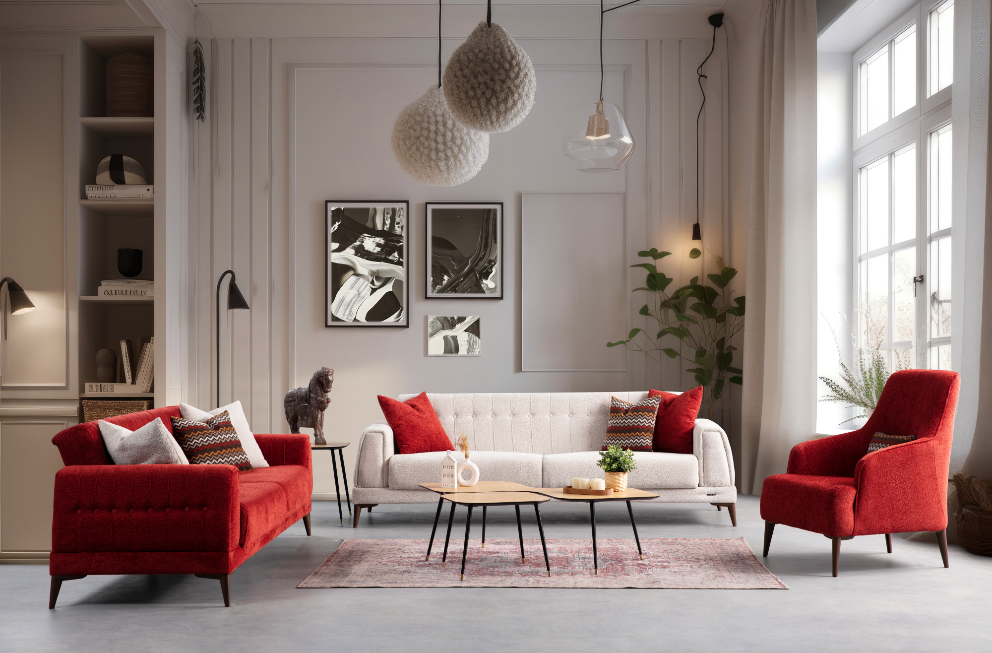 Modern Rita Sofa Set by Netline Home Interior featuring plush cushions and sleek design for contemporary living rooms.