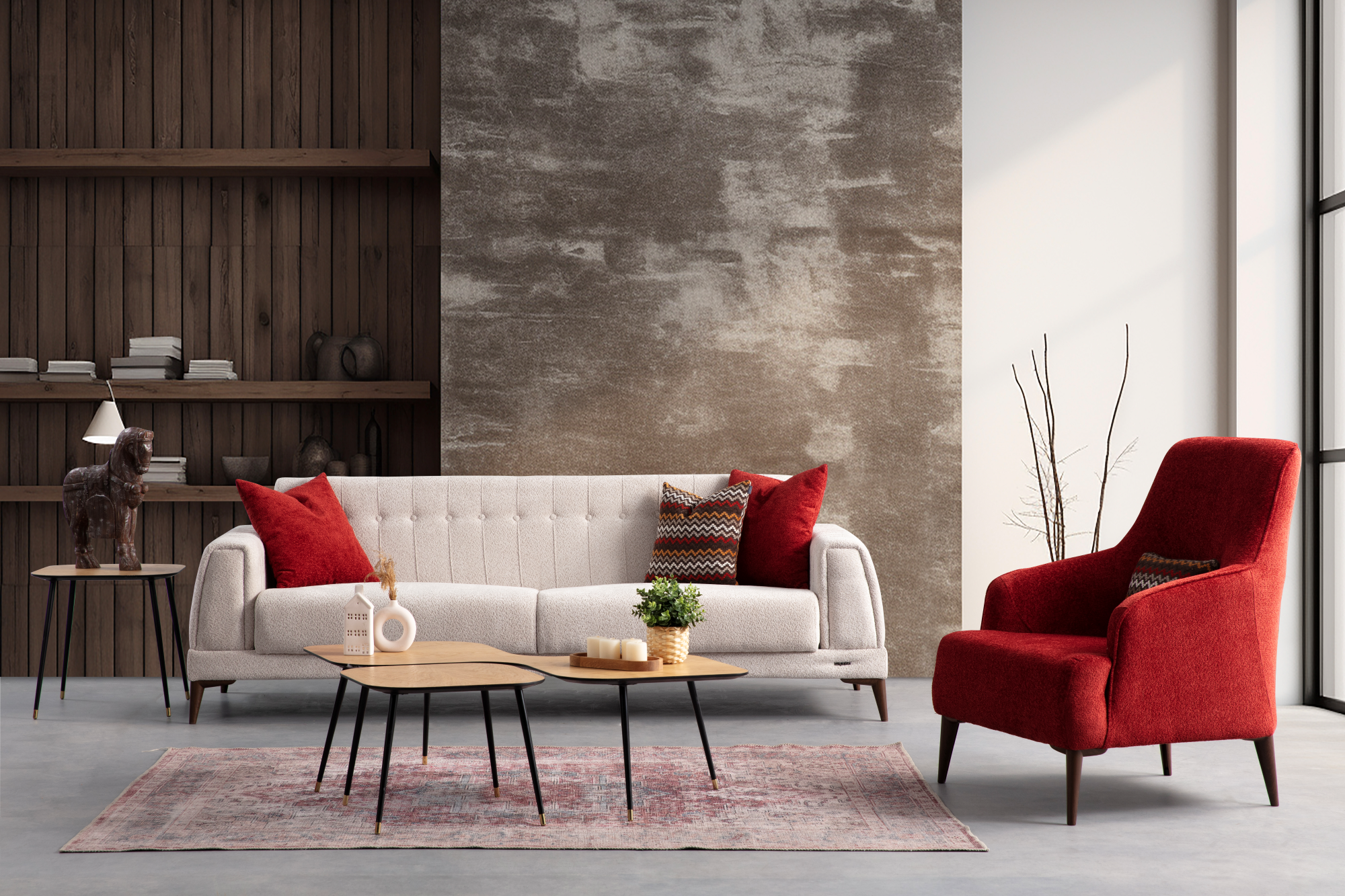Modern Rita sofa set by Netline Home Interior, featuring plush cushions and a sleek design for contemporary living rooms.