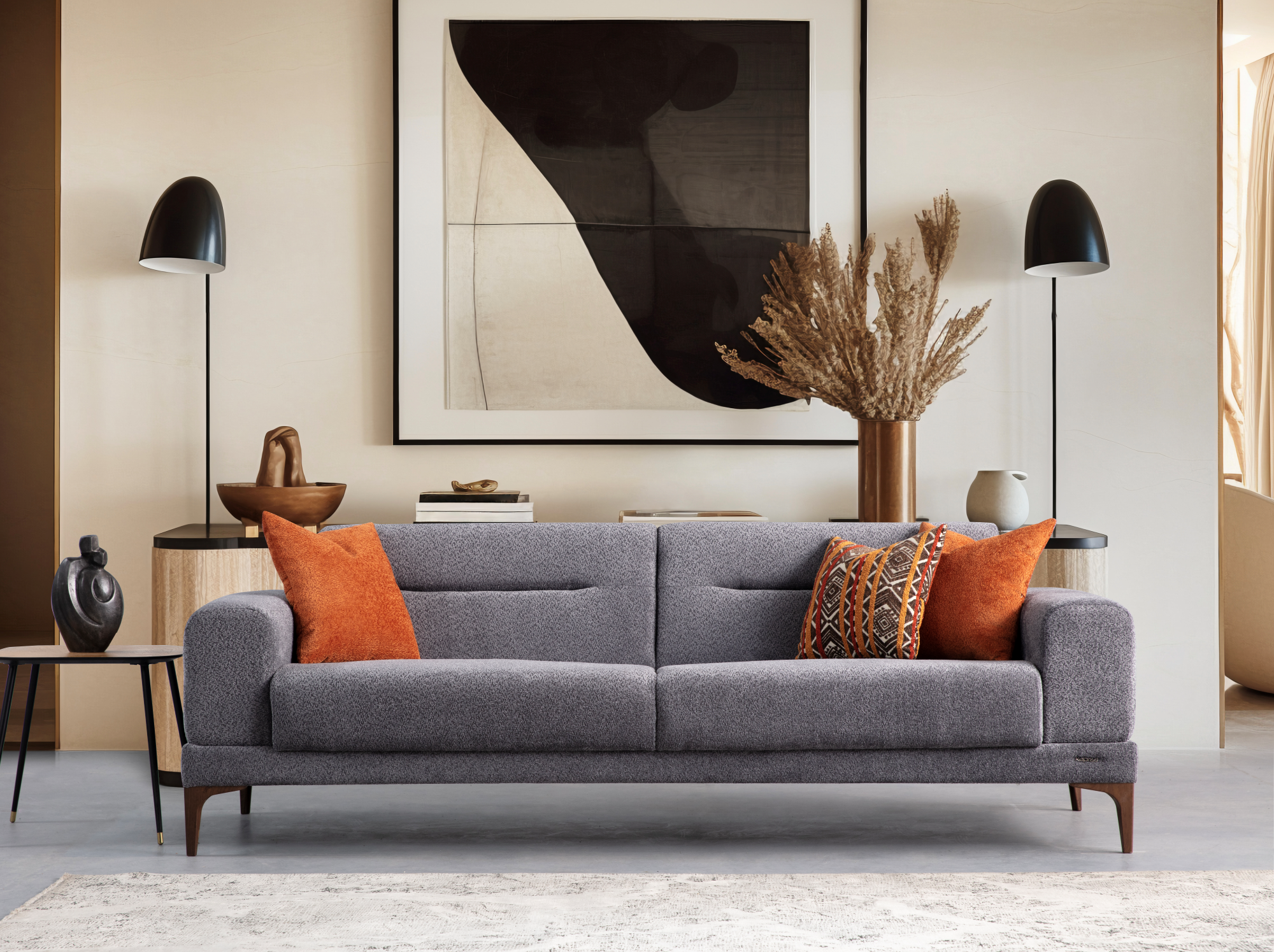 Netline Home Interior Zenit 3 Seater Sofa showcasing stylish, comfortable fabric with plush cushions and modern design.