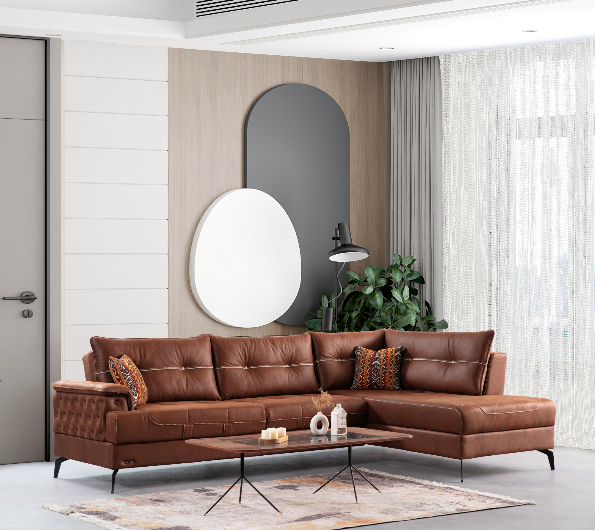 Netline Home Interior Torino Corner Sofa showcasing a spacious, comfortable lounge with plush cushions and modern design.