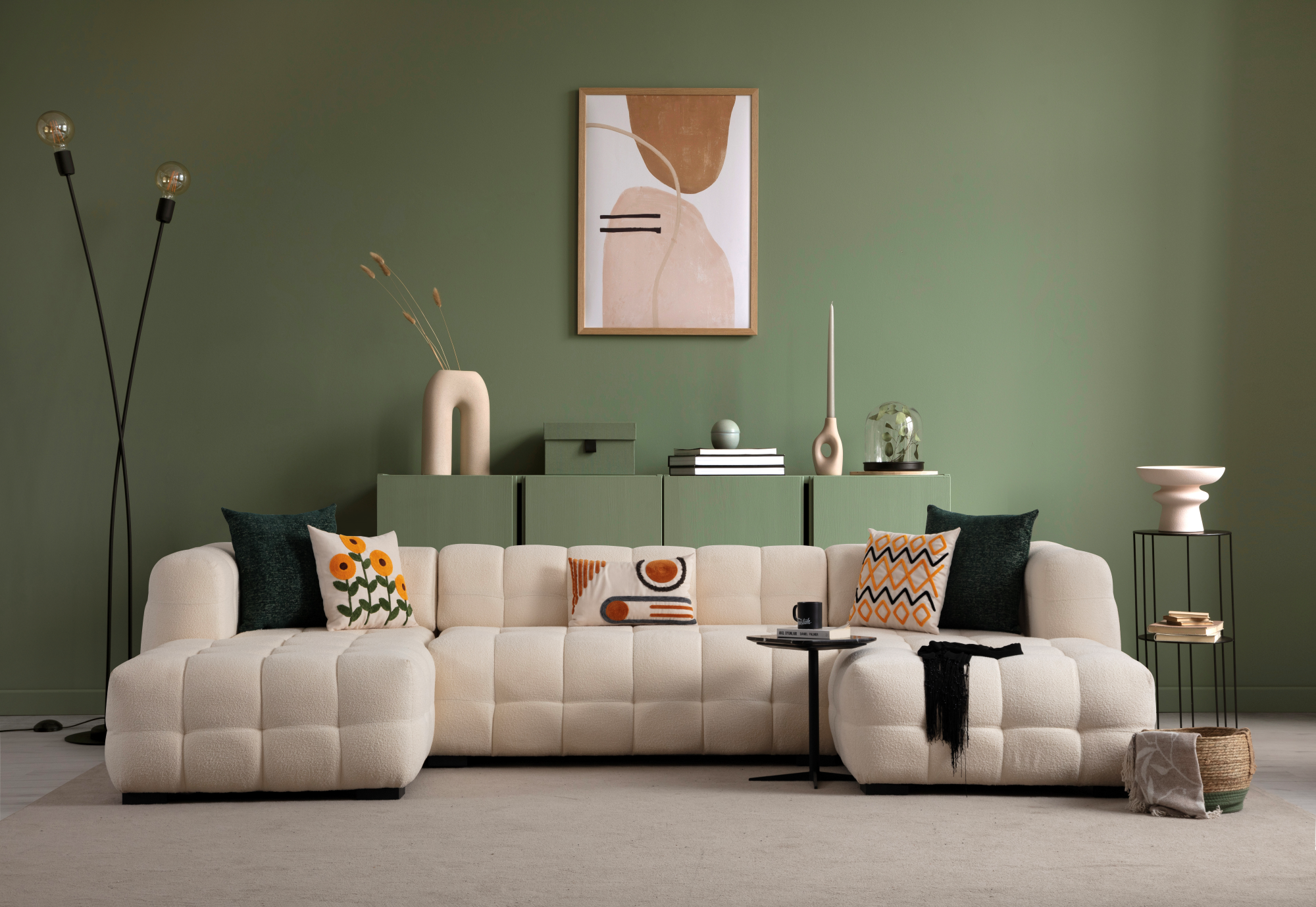 Comfortable Netline Home Interior Estanze corner sofa in a spacious lounge setting with plush cushions and modern design.