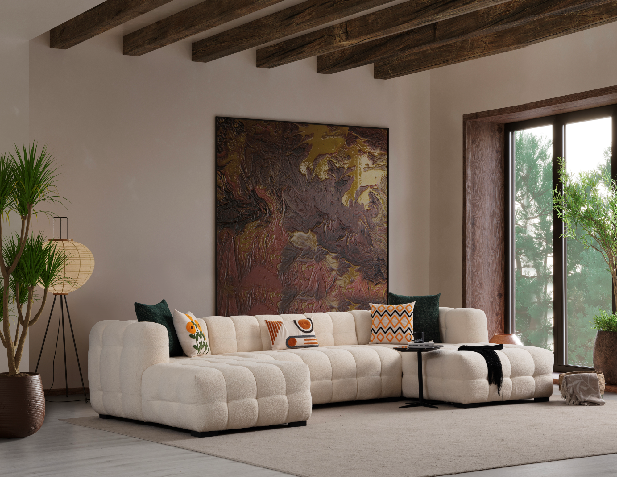 Netline Home Interior Estanze Corner Sofa showcasing spacious lounge comfort with plush cushions and modern design.