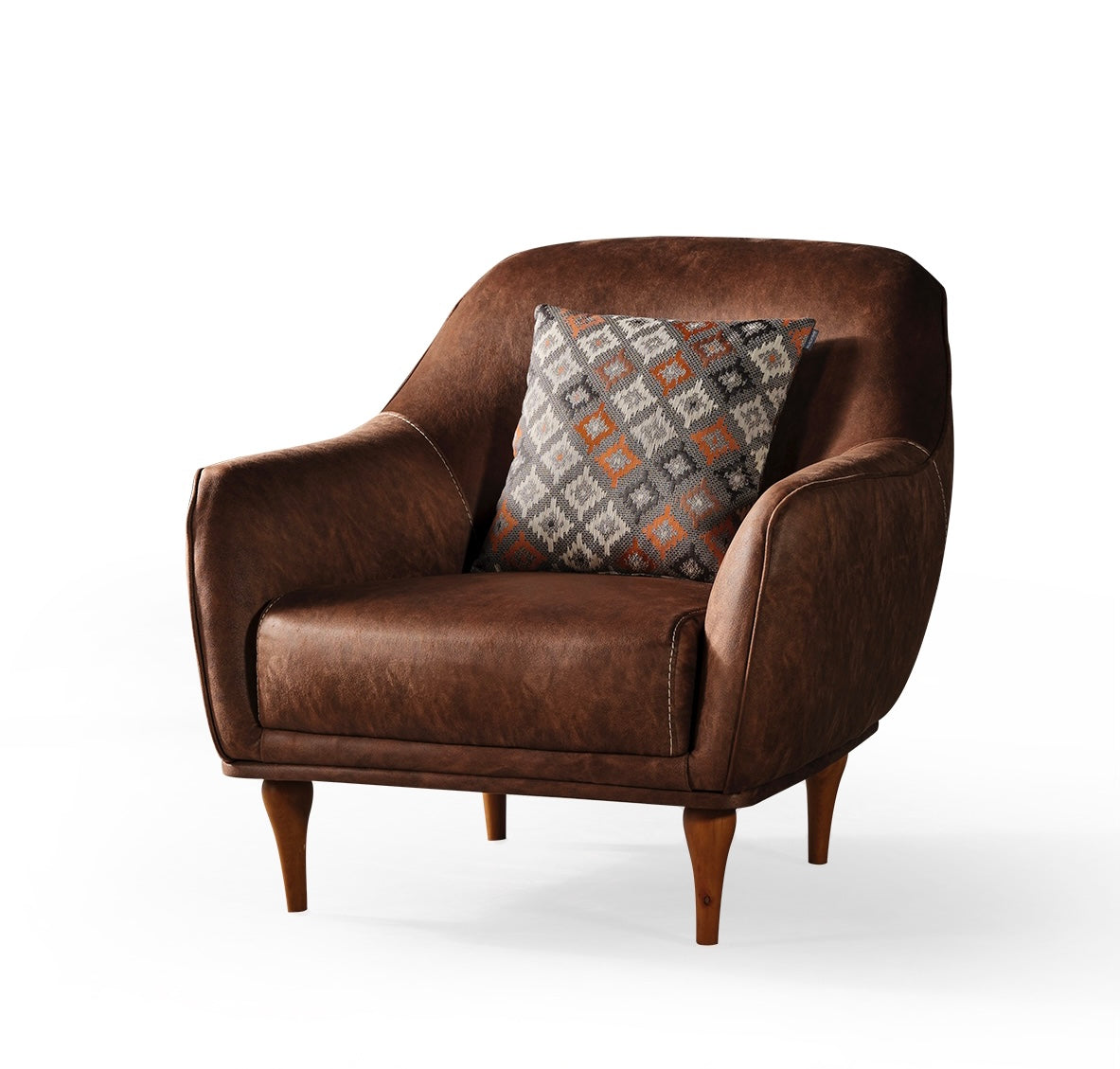 Netline Home Interior Lotus Armchair featuring plush fabric upholstery and modern design for comfortable accent seating.
