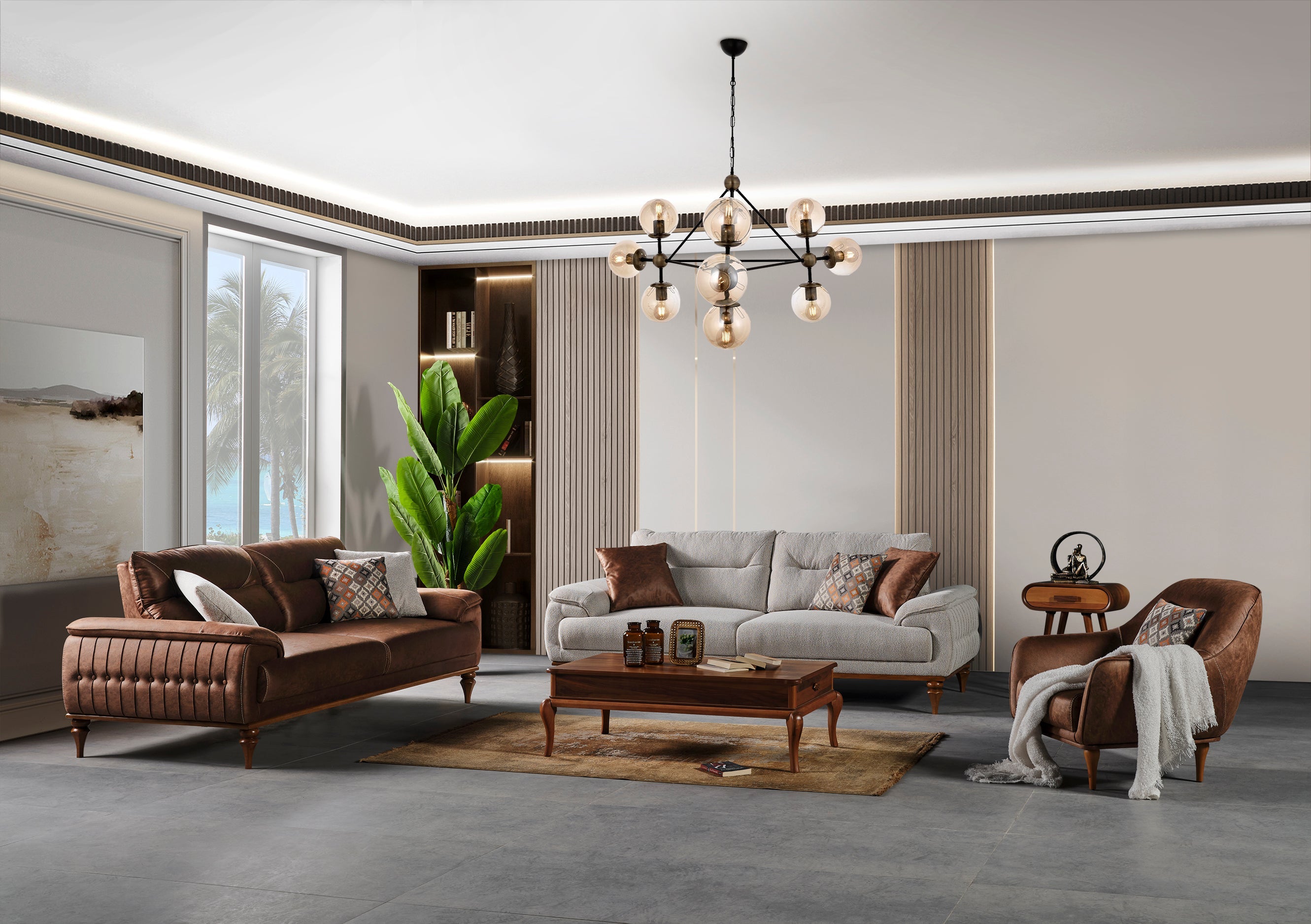 Netline Home Interior Lotus sofa set with modern design and plush cushions, ideal for stylish living room comfort.