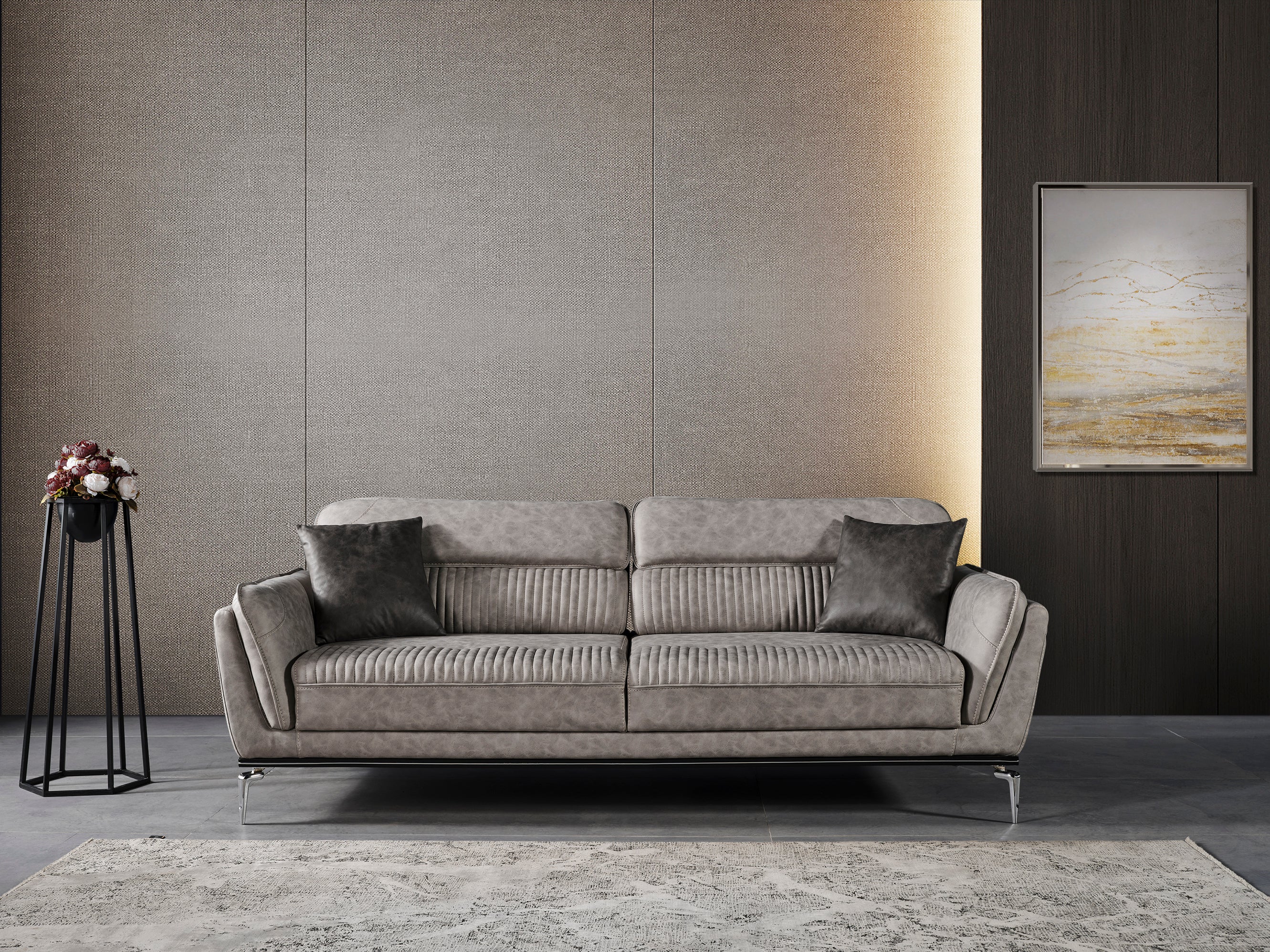 Netline Home Interior Nova 3 Seater Sofa in stylish fabric with plush cushions and modern design, perfect for everyday comfort.