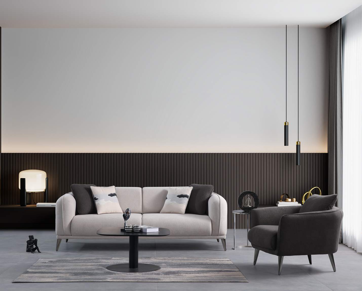 Modern Stella sofa set by Netline Home Interior, featuring plush cushions and sleek design for stylish living room comfort.