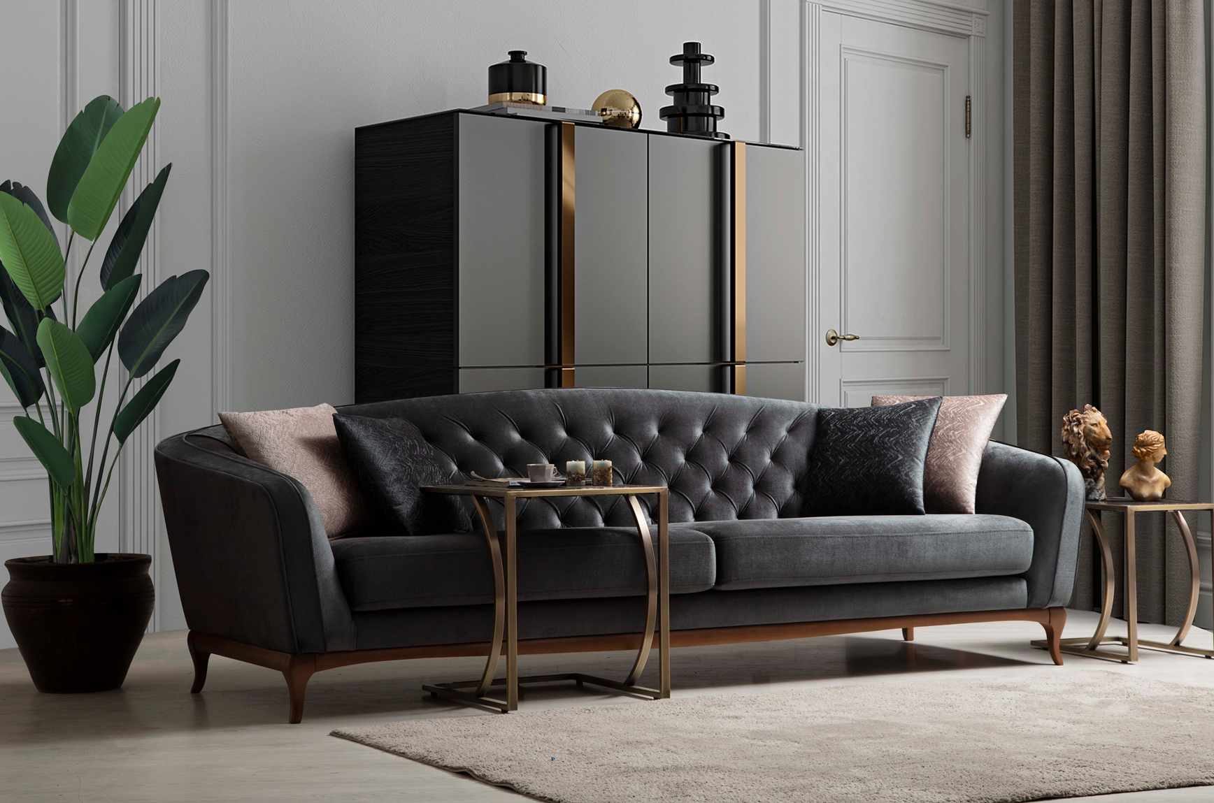 Netline Home Interior Daniella 4 Seater Sofa showing spacious, plush fabric seating with armrests and cushions for family comfort