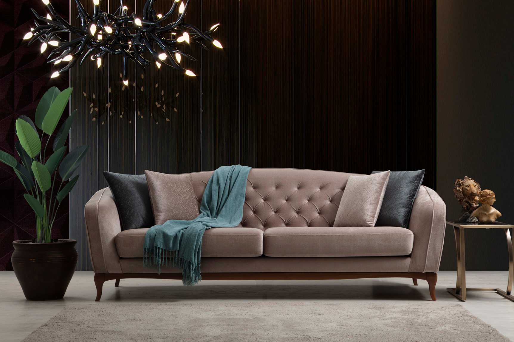 Netline Home Interior Daniella 4 Seater Sofa with spacious, plush cushions and modern design for family comfort.