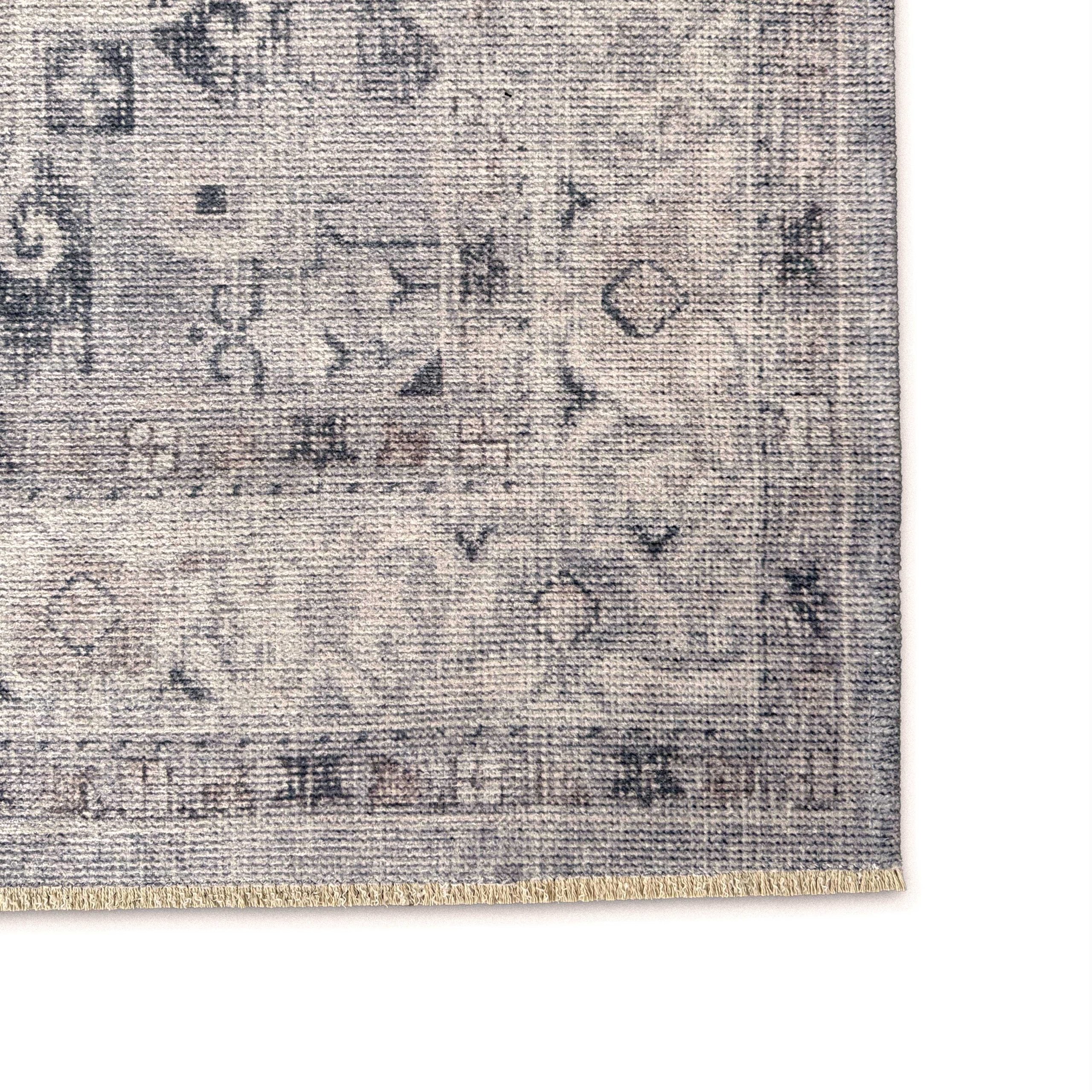 Netline Home Gray Silver Ethnic Classic Vintage Machine Washable Chenille Rug Design 3001-01 - Gallery Image 3 - Netline Home