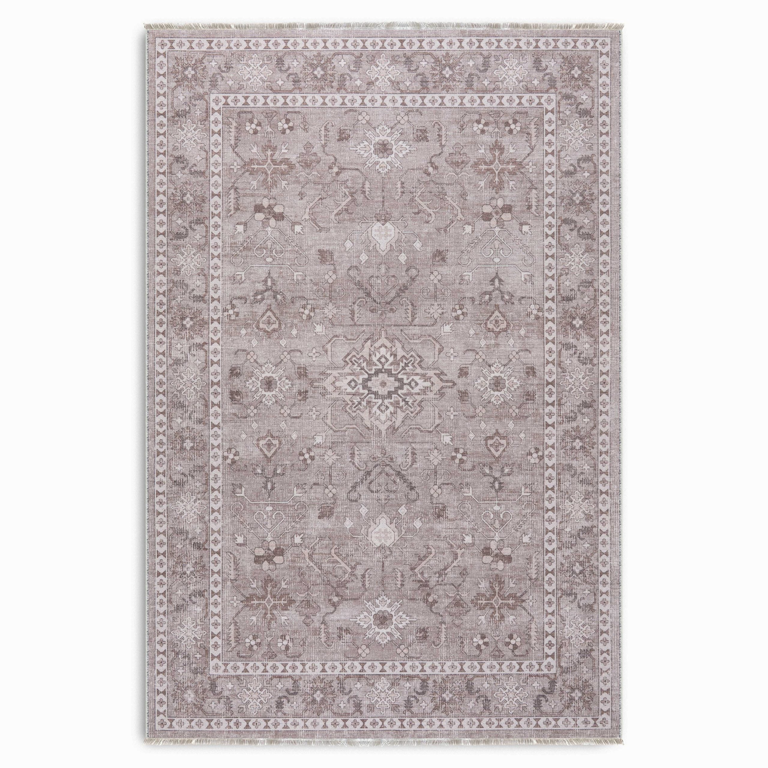 Netline Home Gray Silver Ethnic Classic Vintage Machine Washable Chenille Rug Design 3004-01 - Hilltop Photoshoot - Netline Home