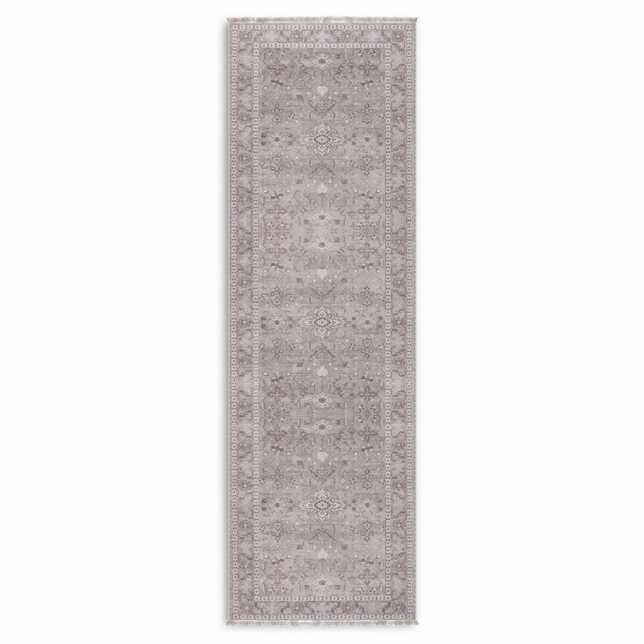 Netline Home Gray Silver Ethnic Classic Vintage Machine Washable Chenille Rug Design 3004-01 - Gallery Image 5 - Netline Home