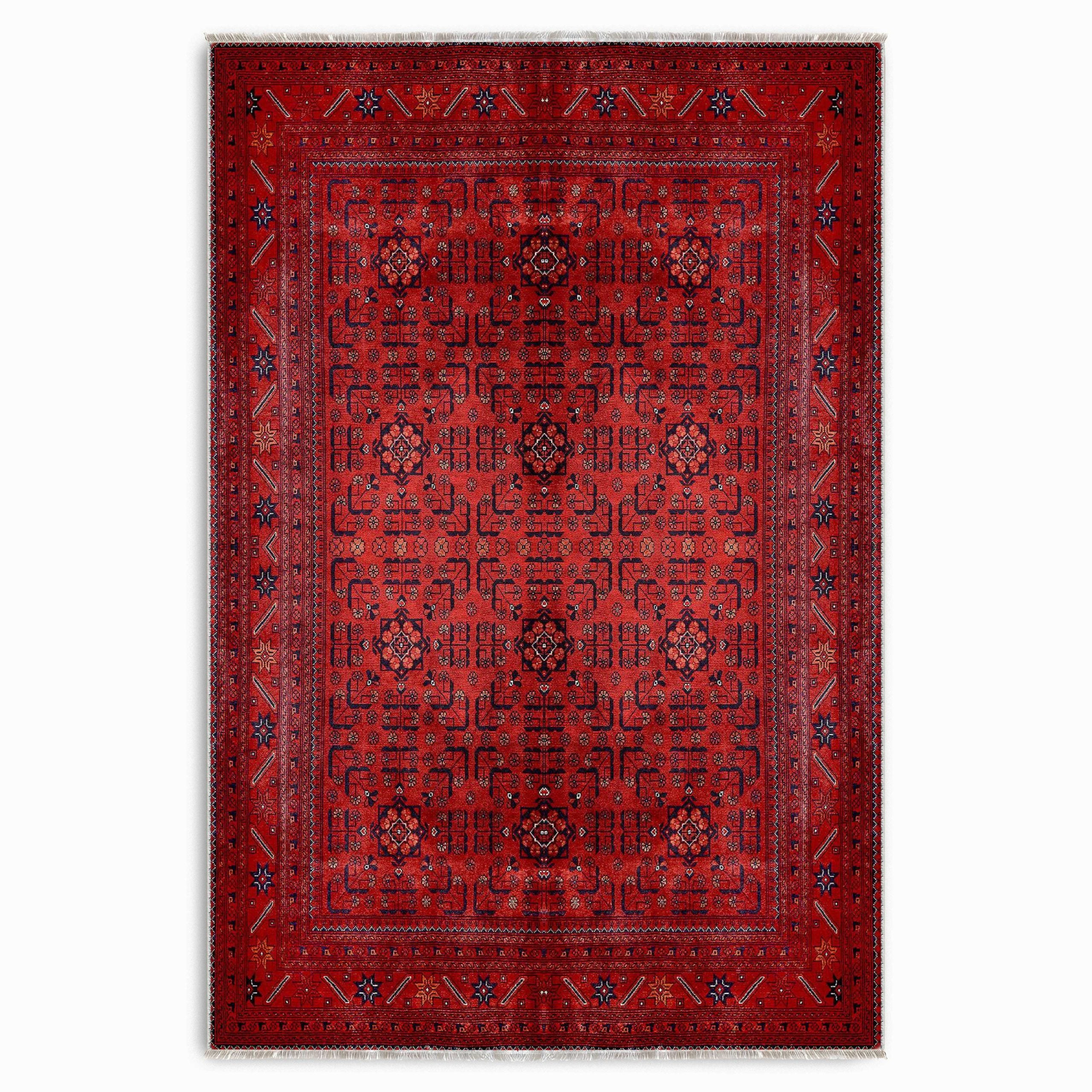Netline Home Red Burgundy Ethnic Classic Vintage Machine Washable Chenille Rug Design NH7143 - Hilltop Photoshoot - Netline Home
