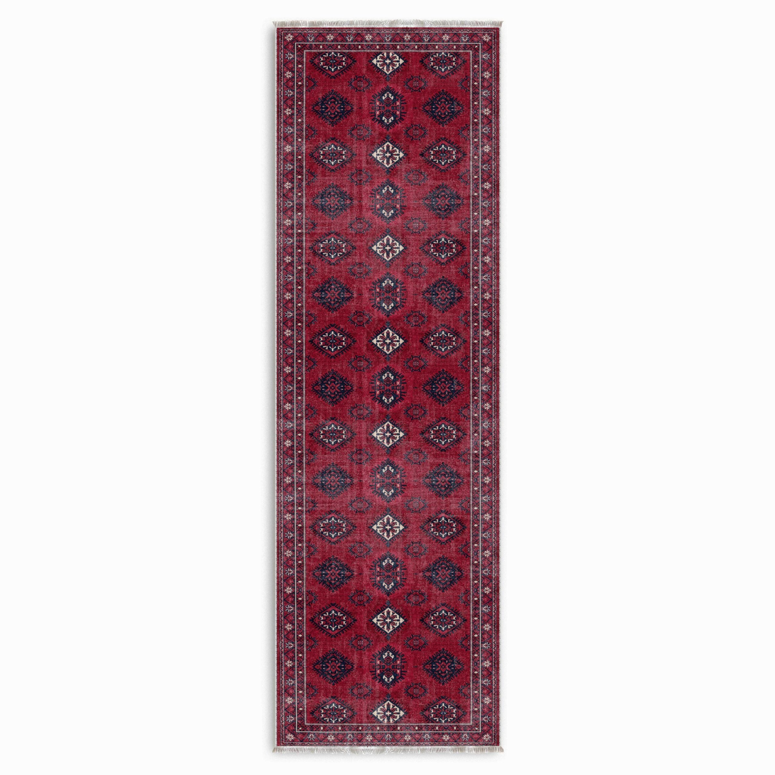 Netline Home Red Burgundy Ethnic Classic Vintage Machine Washable Chenille Rug Design NH7169 - Gallery Image 7 - Netline Home