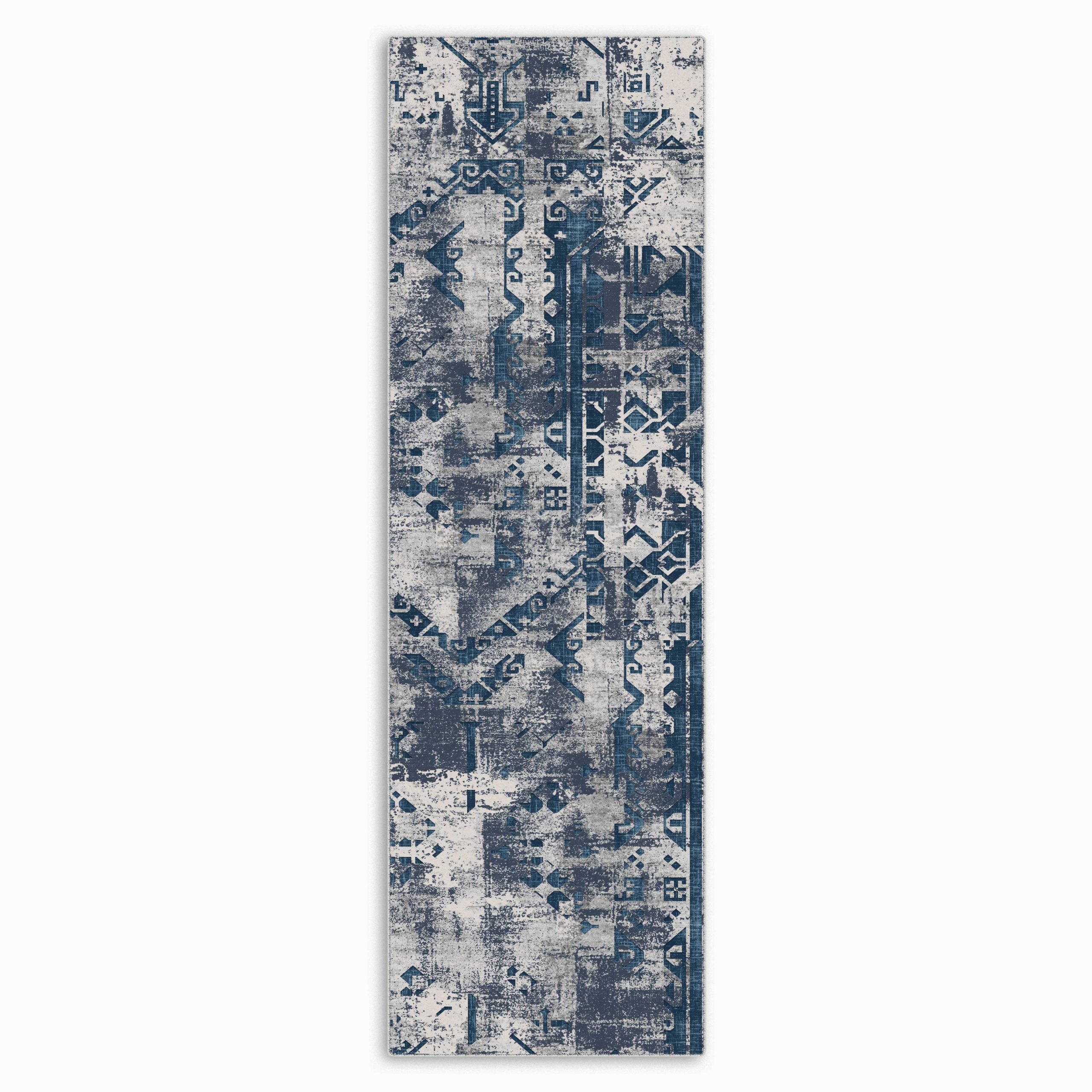 Netline Home Blue Navy Ethnic Vintage Machine Washable Chenille Rug Design NH7123 - Gallery Image 4 - Netline Home