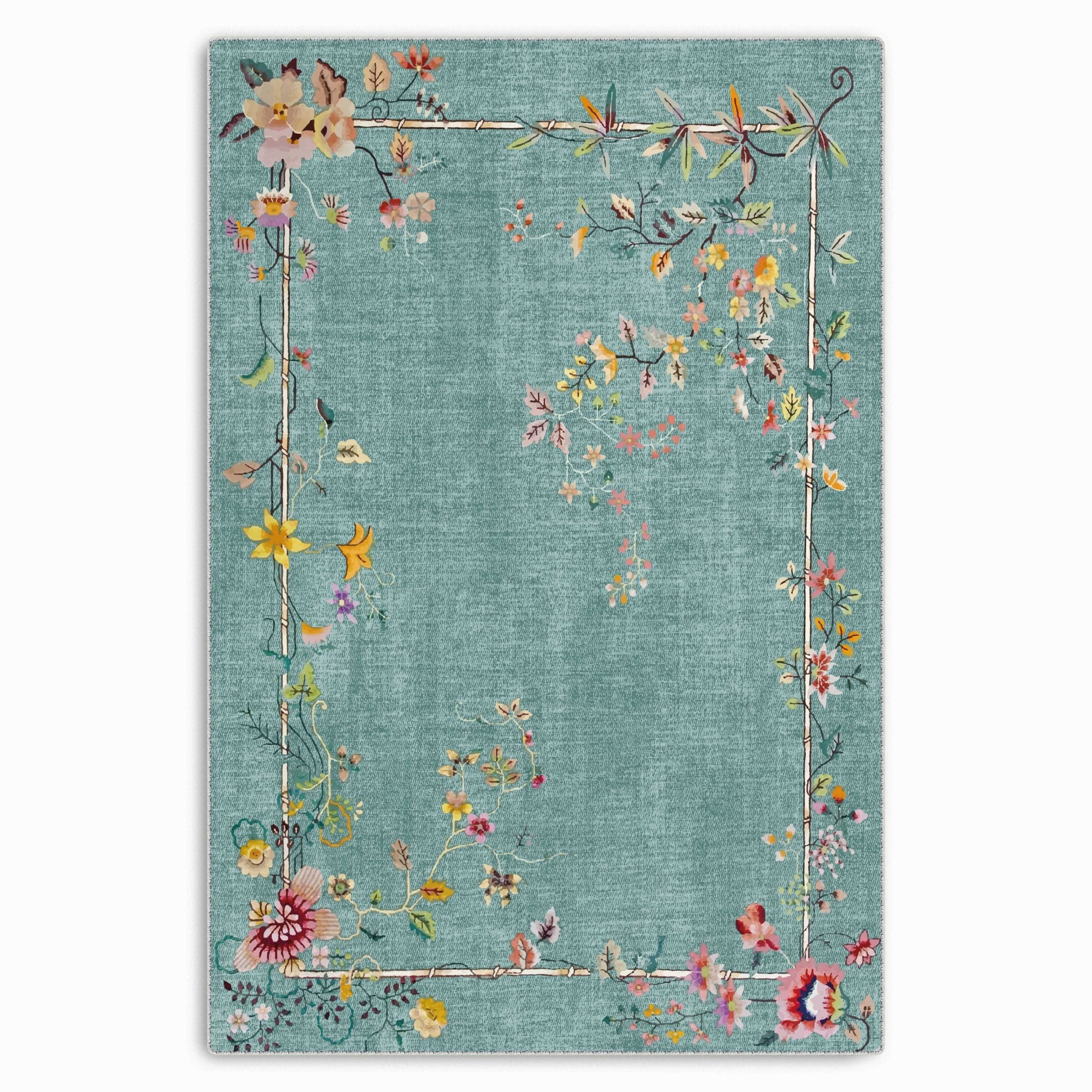 Netline Home Green Khaki Classic Machine Washable Chenille Rug Design NH7113 - Hilltop Photoshoot - Netline Home