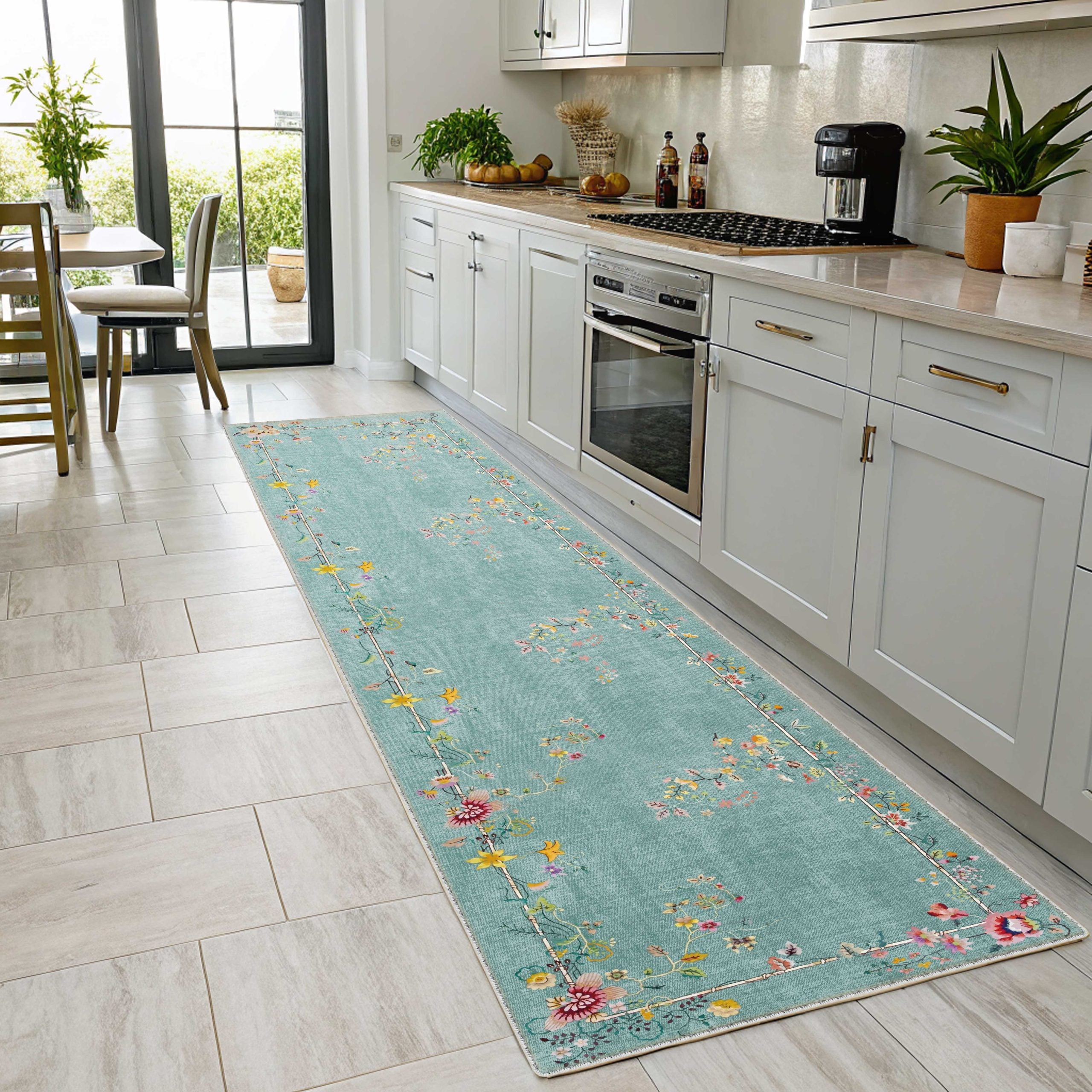Netline Home Green Khaki Classic Machine Washable Chenille Rug Design NH7113 - Gallery Image 5 - Netline Home