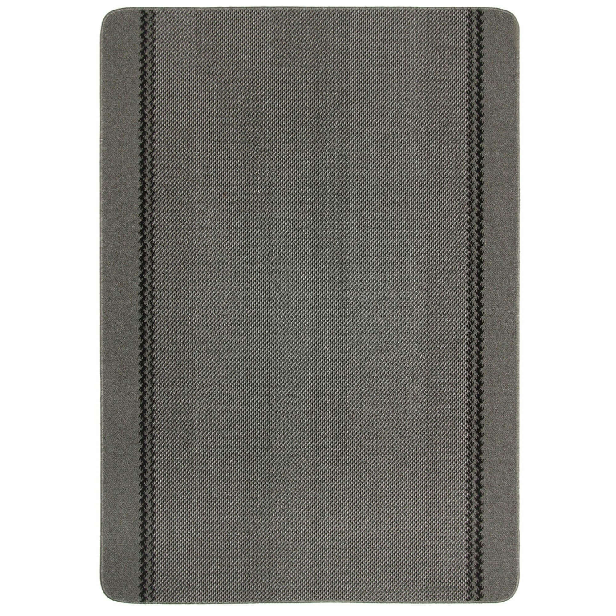 Washable Bordered Dark Grey Rug | 116D