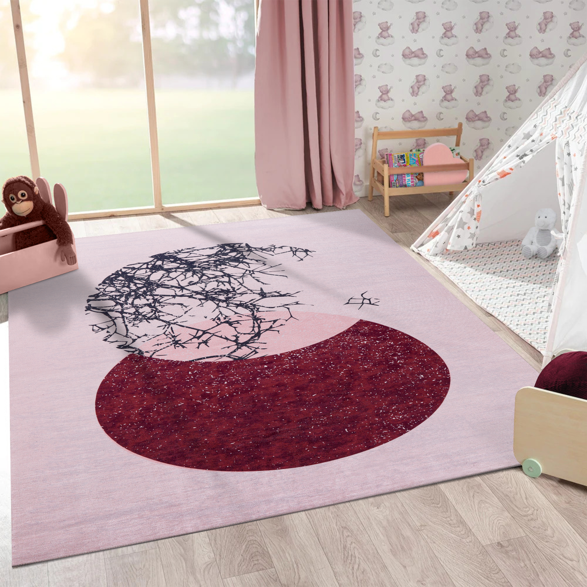 Netline Home Rugs Depot - Geometric Black & White Patchwork Washable Rug, Design NL1003