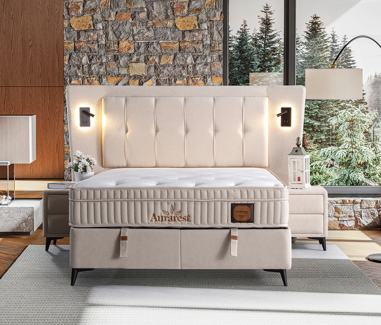 Stylish Aurarest Bed Set by Netline Home Interior featuring a comfortable and modern bedroom comfort design.
