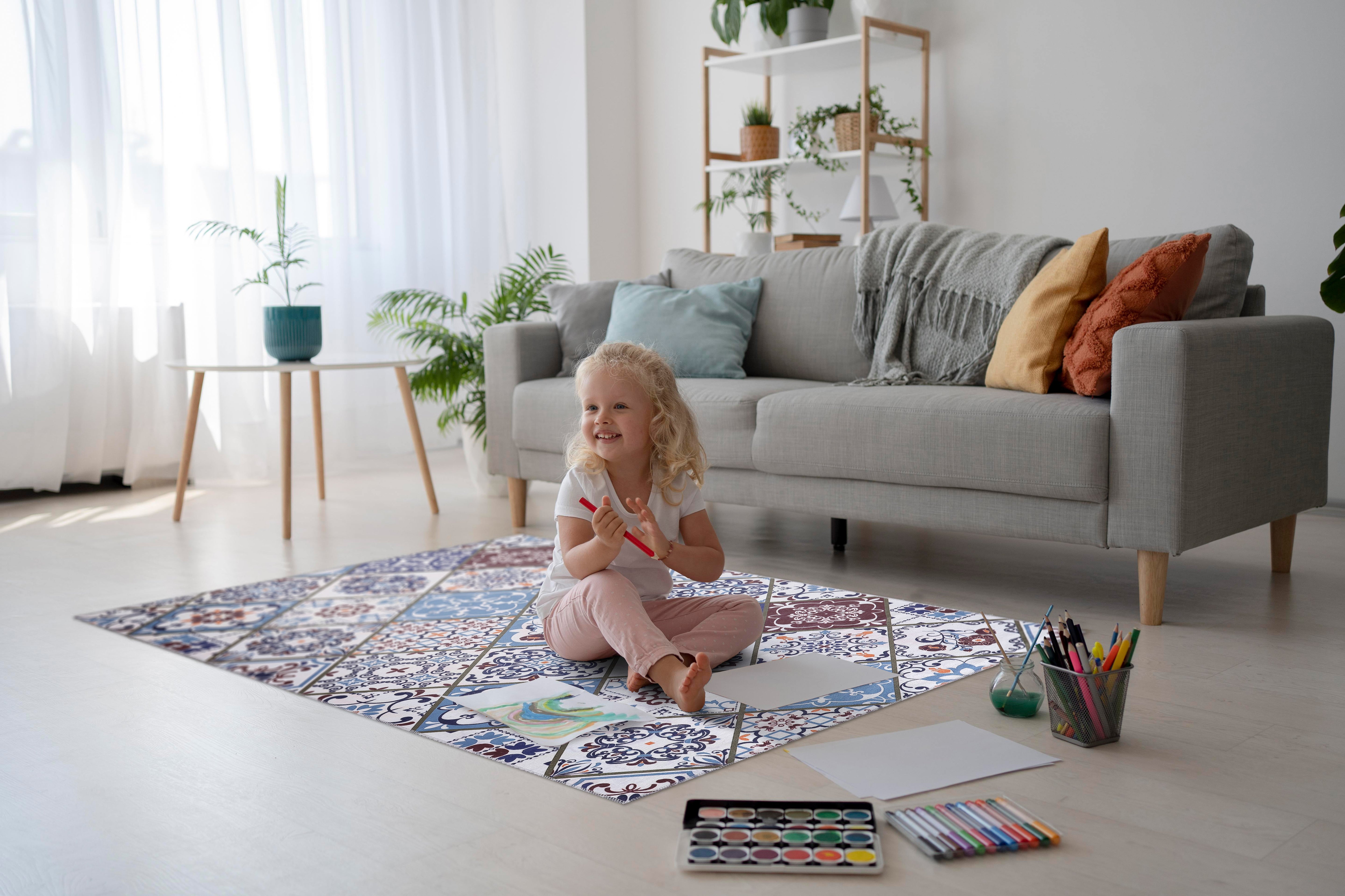 Netline Home Rugs Depot Modern Beige Floral Washable Rug Design 4002