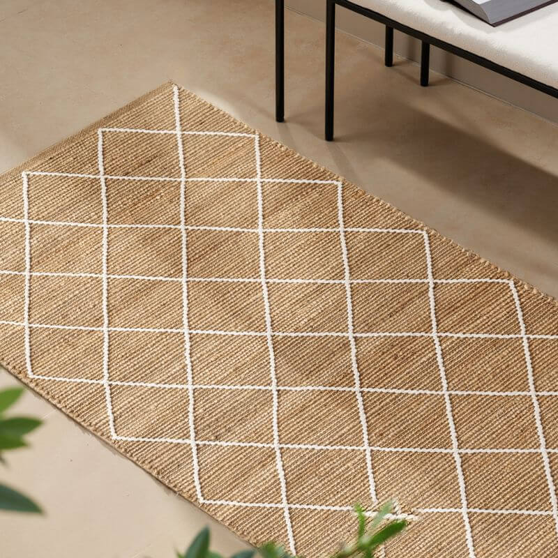 Jute Rug Kunu Natural Handwoven Diamond Design