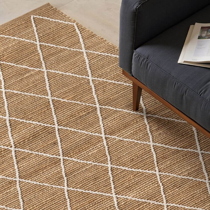 Jute Rug Kunu Natural Handwoven Diamond Design