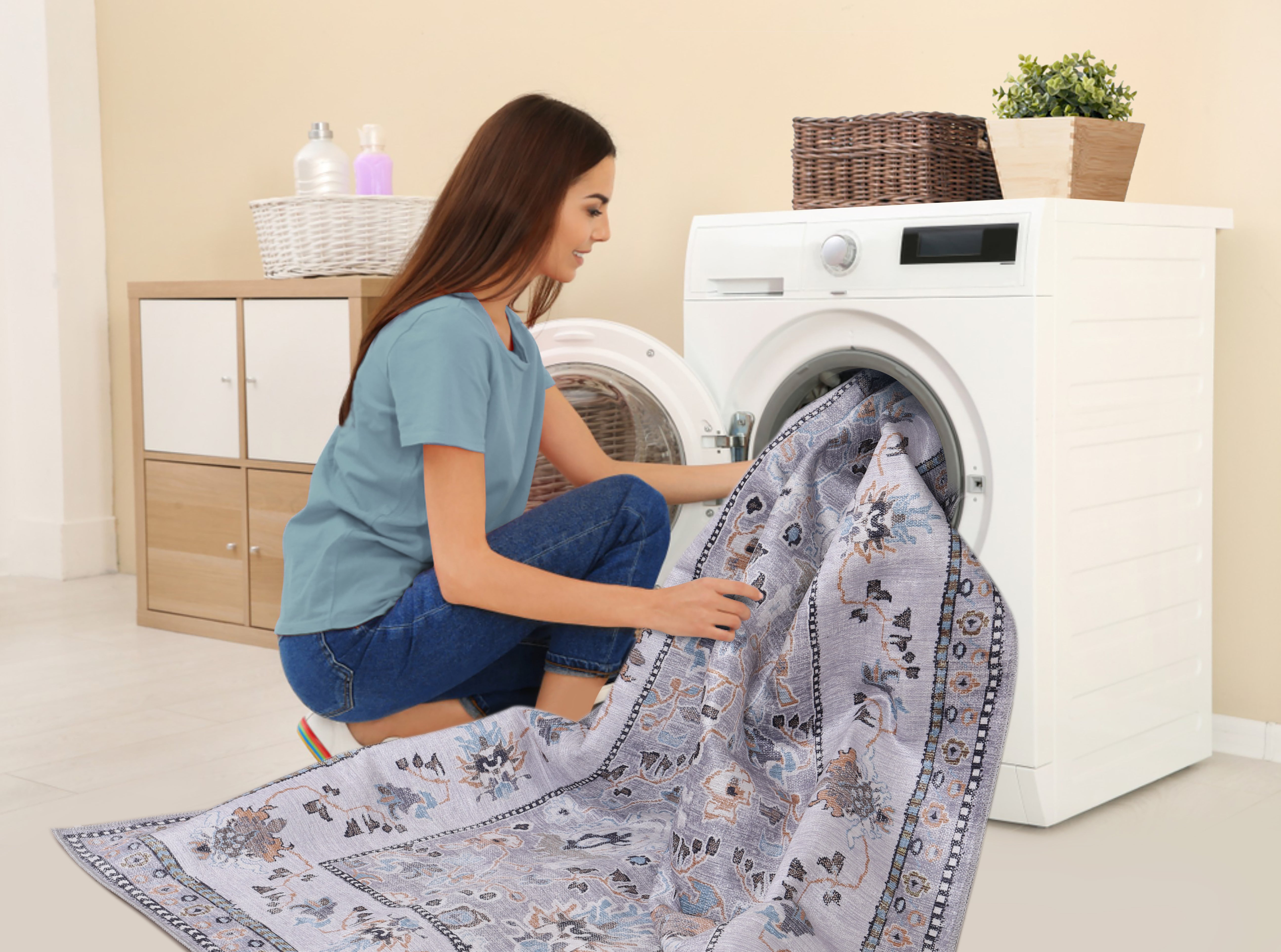 Netline Home Rugs Depot Kilim Red Medallion Washable Rug Design LD0015