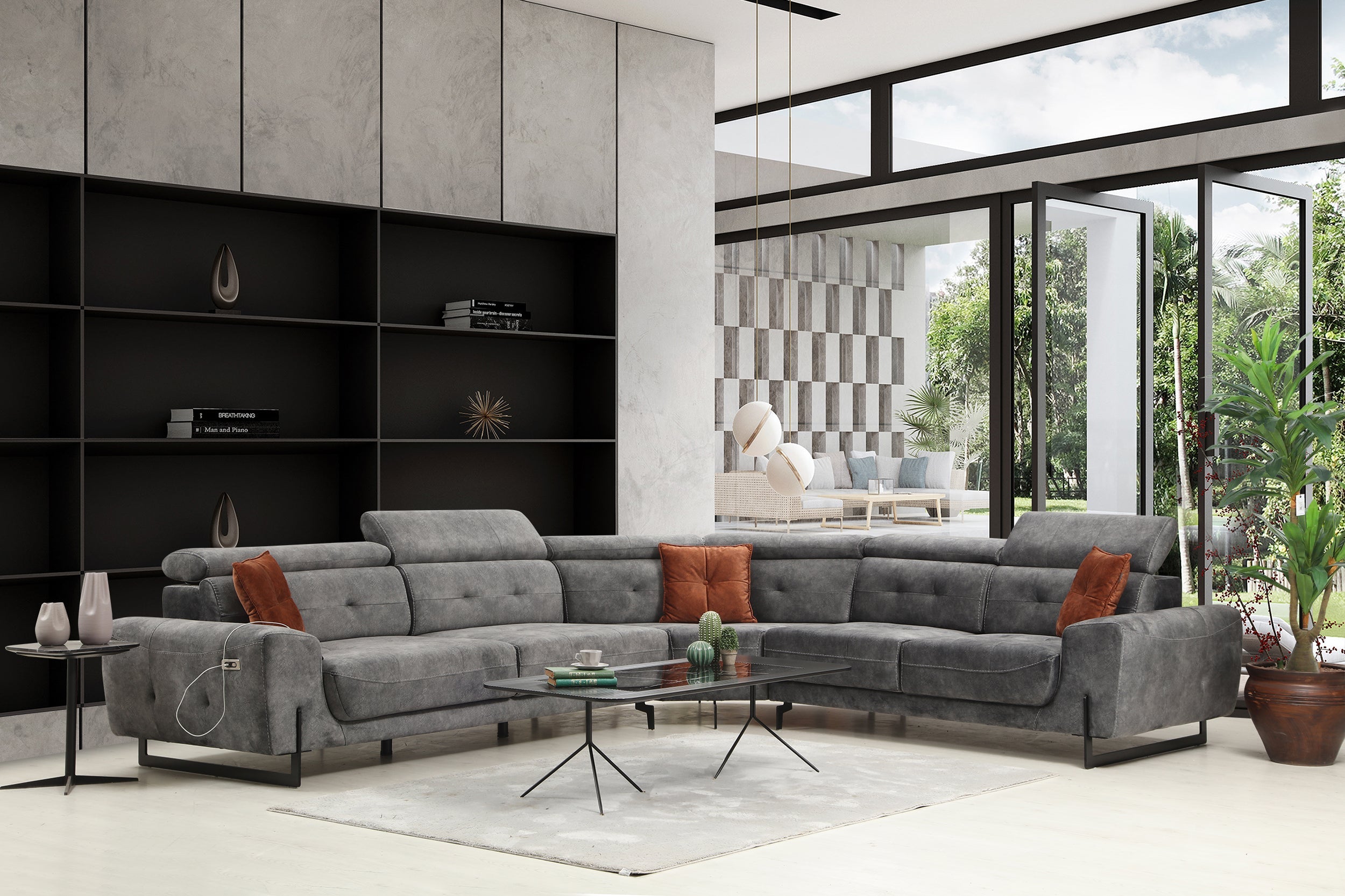 Lora Standard L Corner Recliner Sofa by Netline Home Interior, featuring plush cushions and a modern design for relaxed comfort.