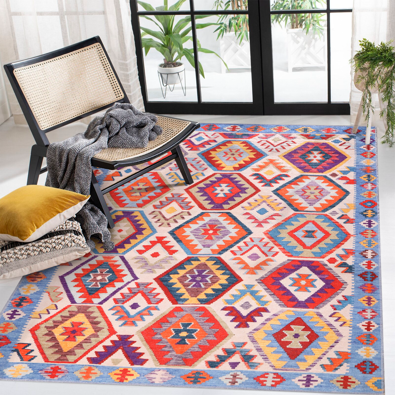 Machine Washable Blue Rug 1315 | Abstract Design – Netline Home_0004_Layer22