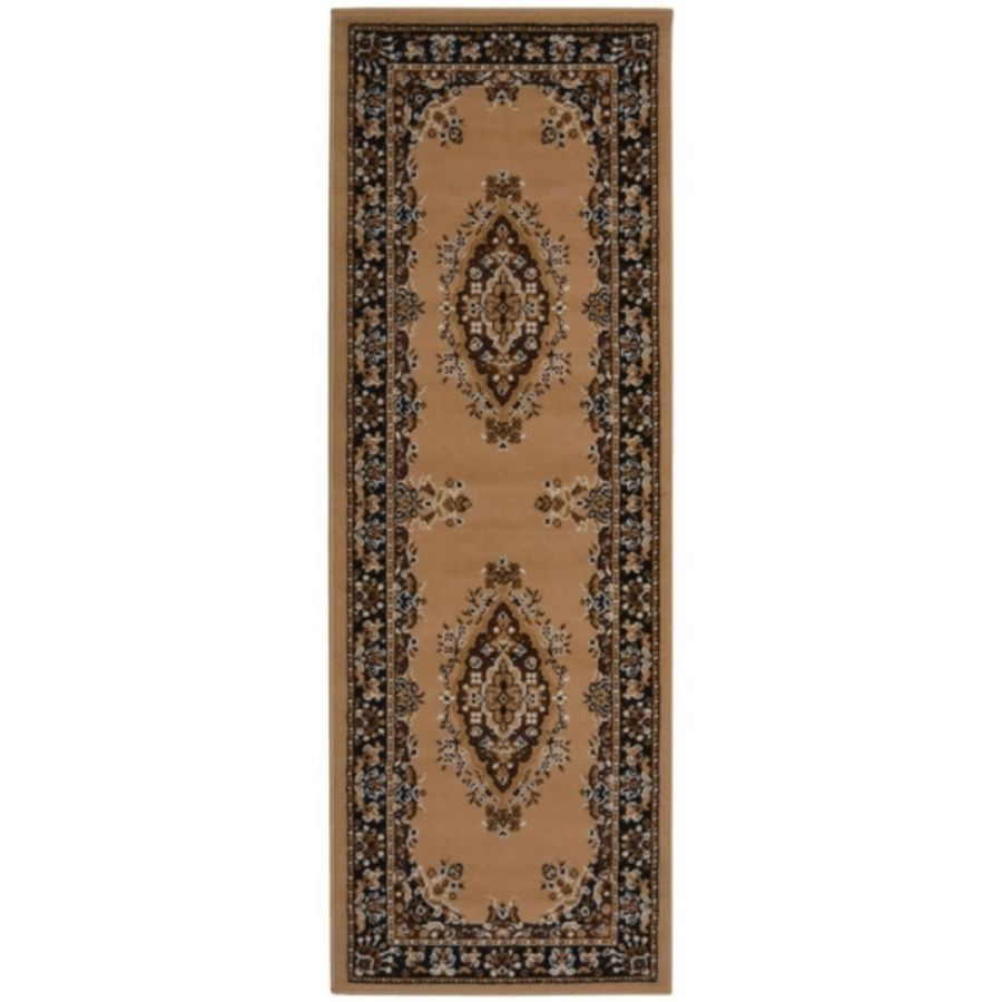 Traditional brown and beige rug by The Rugs, featuring intricate patterns and soft texture, ideal for classic home decor.