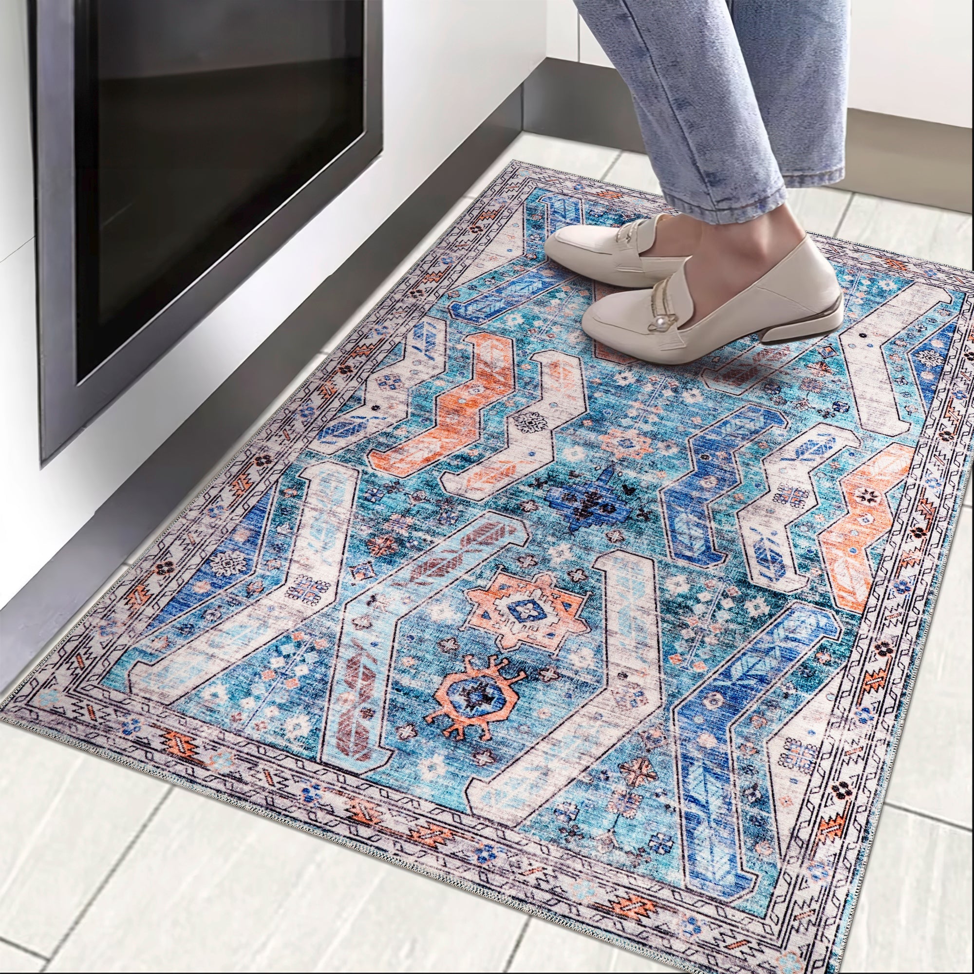 Netline Home Rugs Depot Ð Kilim Red Medallion Washable Rug Ð Design NL1015