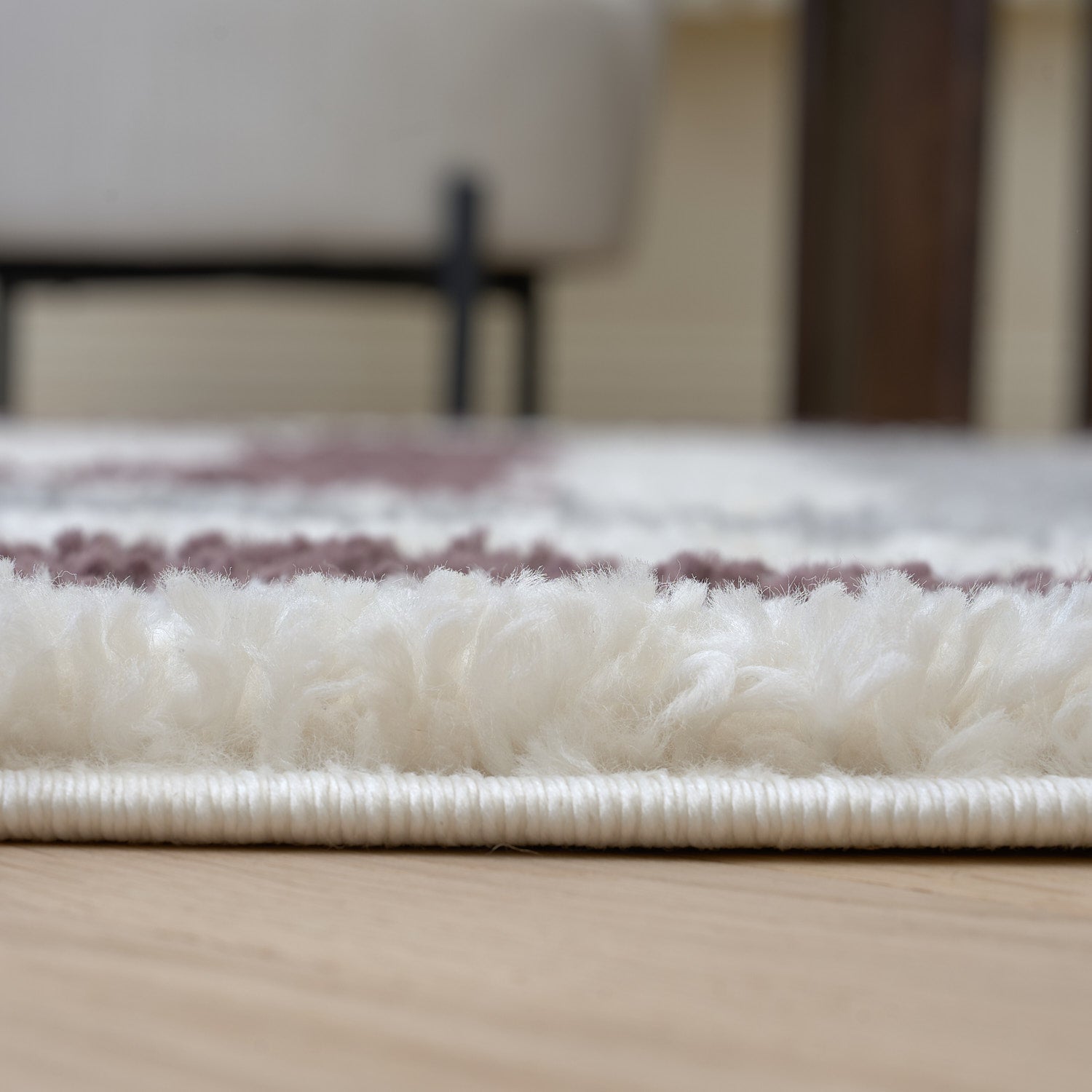 Grey and purple Moodi shaggy contour runner rug by The Rugs, showing its soft, textured pile and stylish color blend.