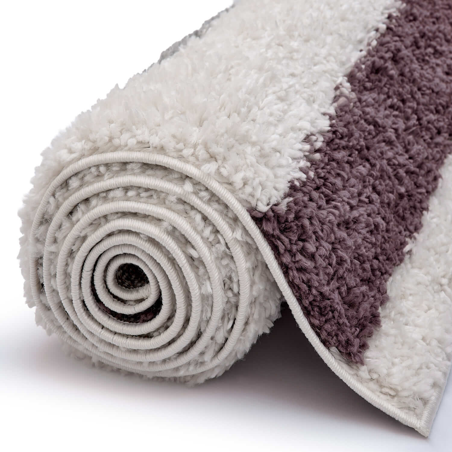 Grey and purple Moodi shaggy runner rug with contour design, rectangular shape, from The Rugs.