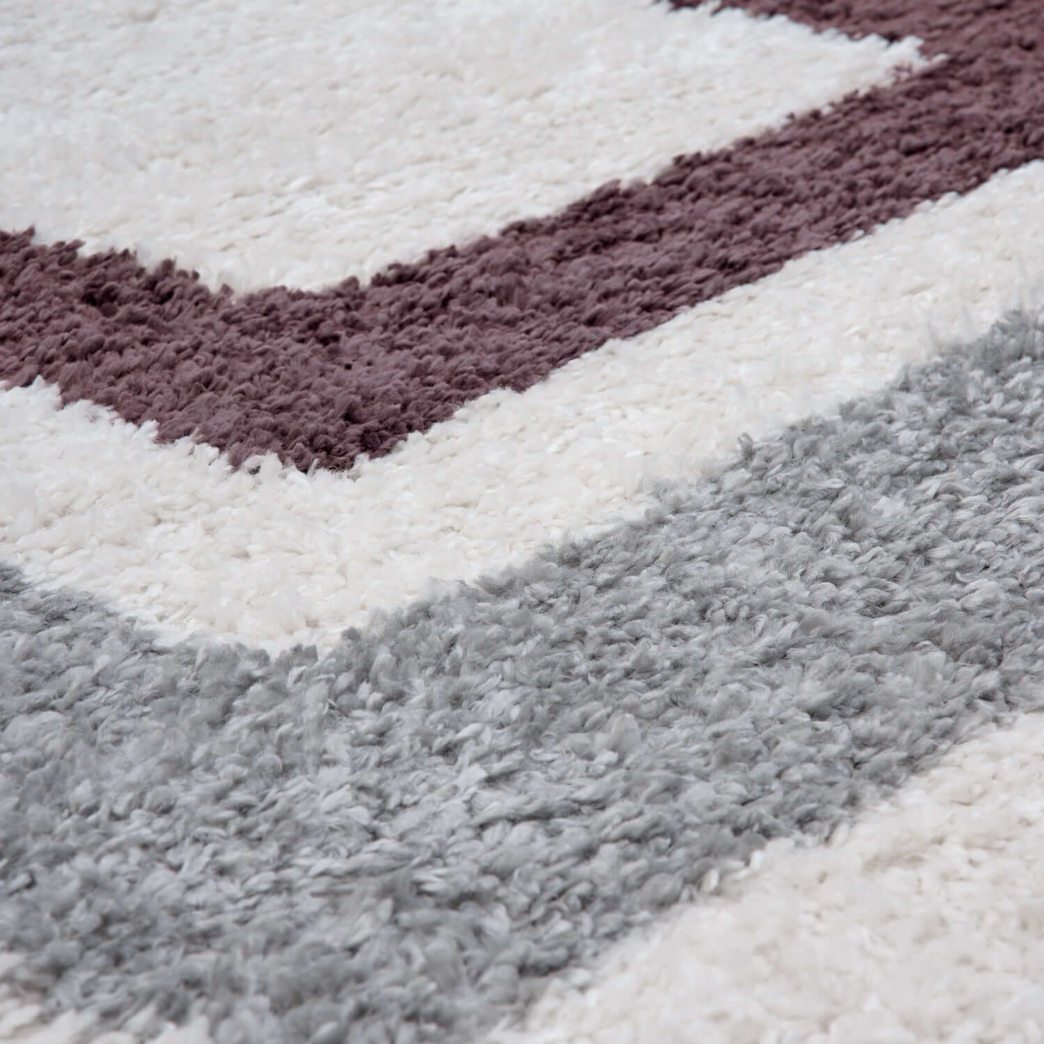 Grey and purple Moodi shaggy contour runner rug by The Rugs, featuring a soft, textured surface and modern design.