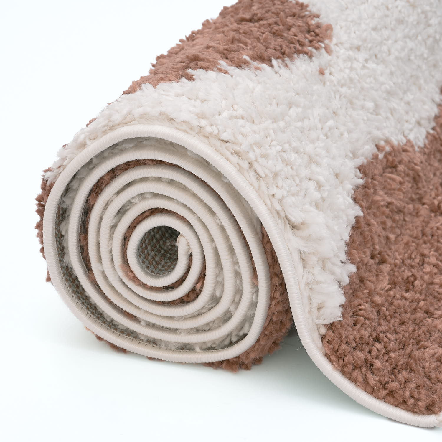Moodi Shaggy Terra Froth Runner Rug by The Rugs, rectangular with plush shaggy texture in earthy terracotta color.