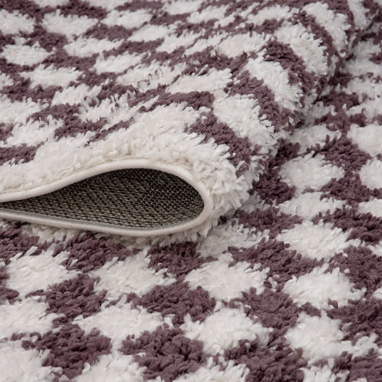 Moodi Shaggy Purple Mosscheck Rug