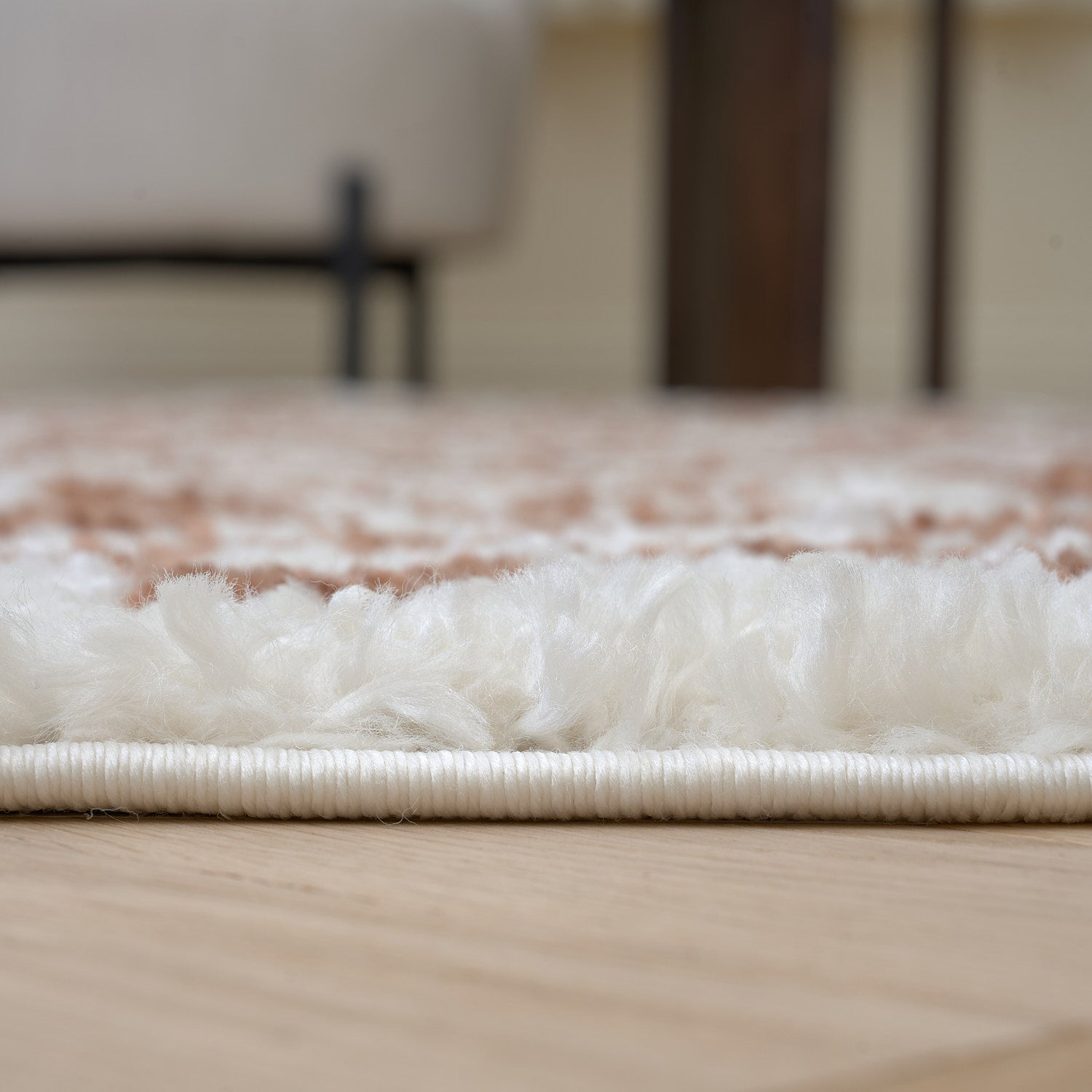 Moodi Shaggy Terra Pixelate Runner Rug by The Rugs with a textured, pixelated terracotta and beige pattern on plush shaggy pile.