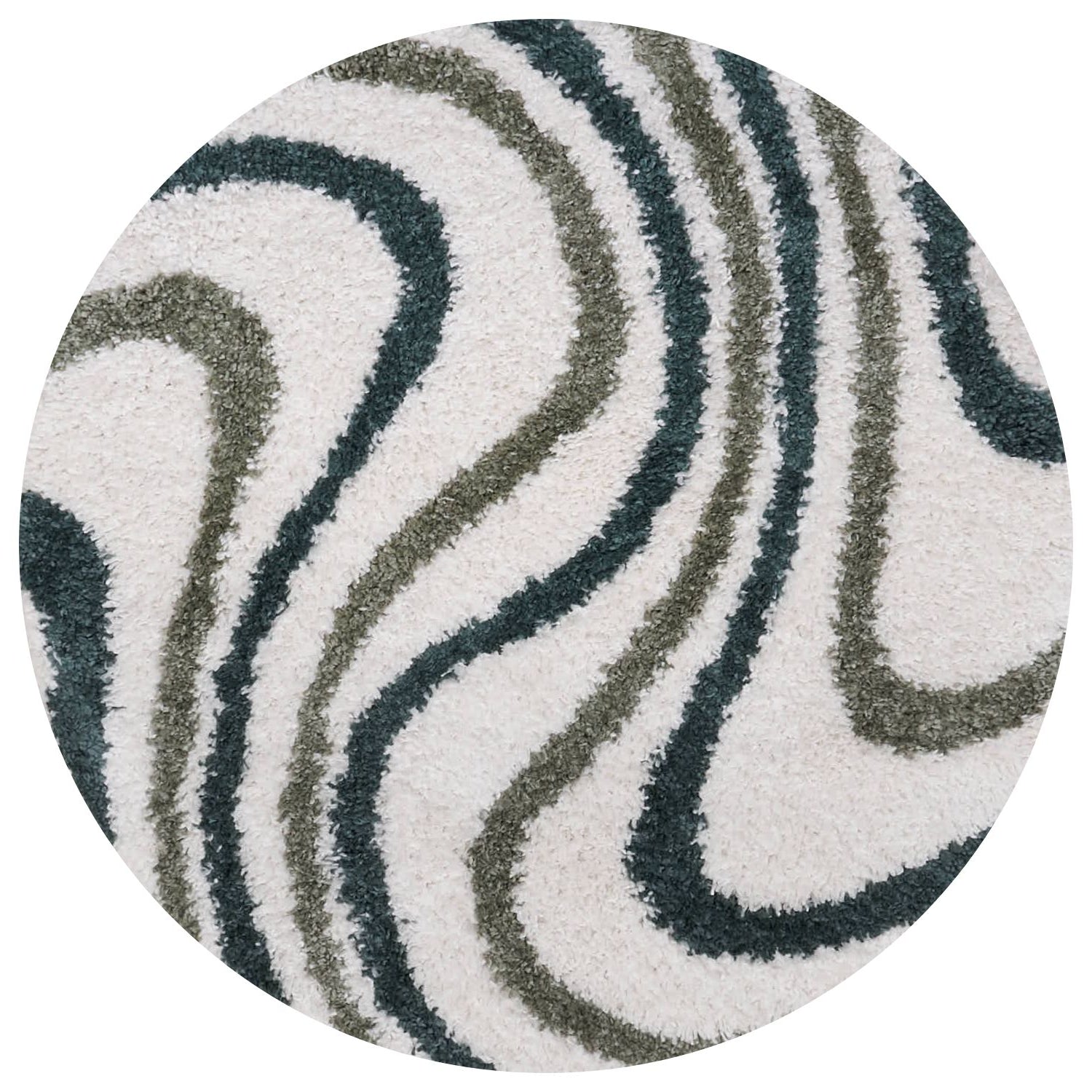 Moodi Shaggy Green Rippletide Rug