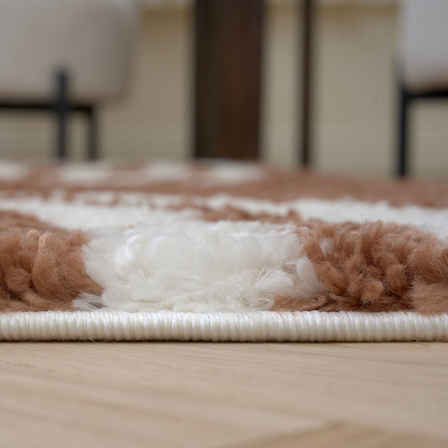 Moodi Shaggy Terra Tawny Runner Rug with plush pile texture, featuring warm earthy tones and a soft, shaggy surface from The Rugs.