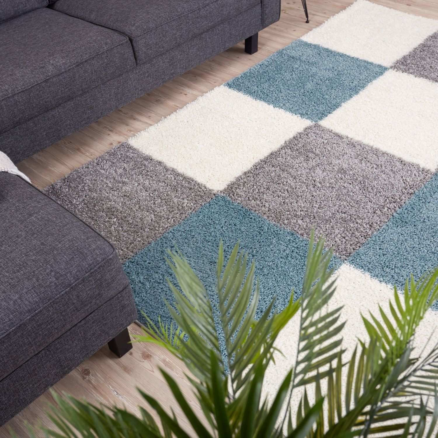 Myshaggy Geometric Duck Egg Blue Rug