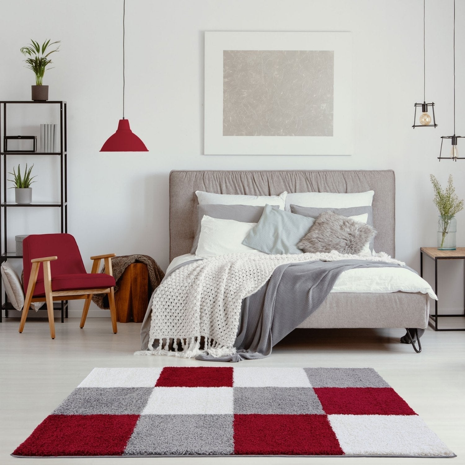 Myshaggy Geometric Red Rug