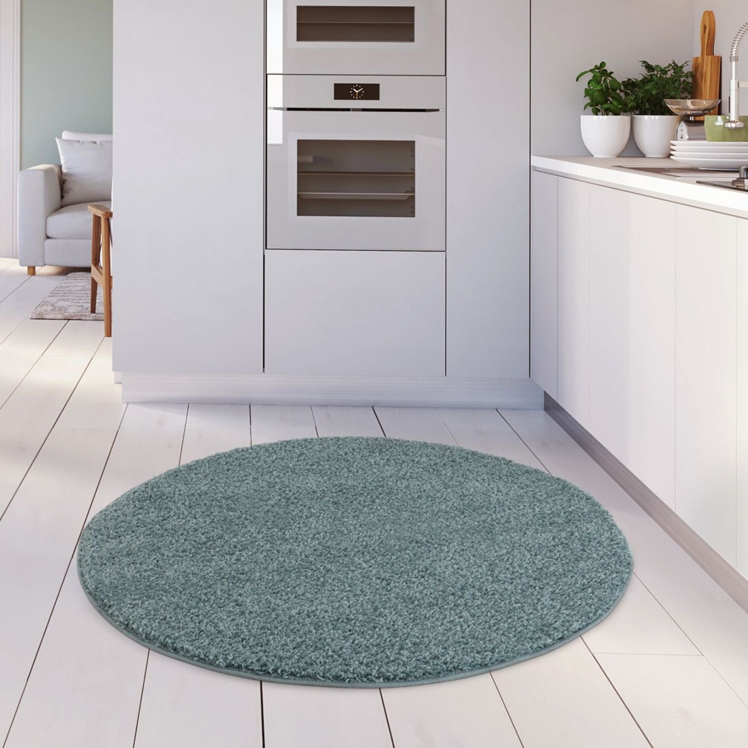 Myshaggy Solid Duck Egg Blue Rug