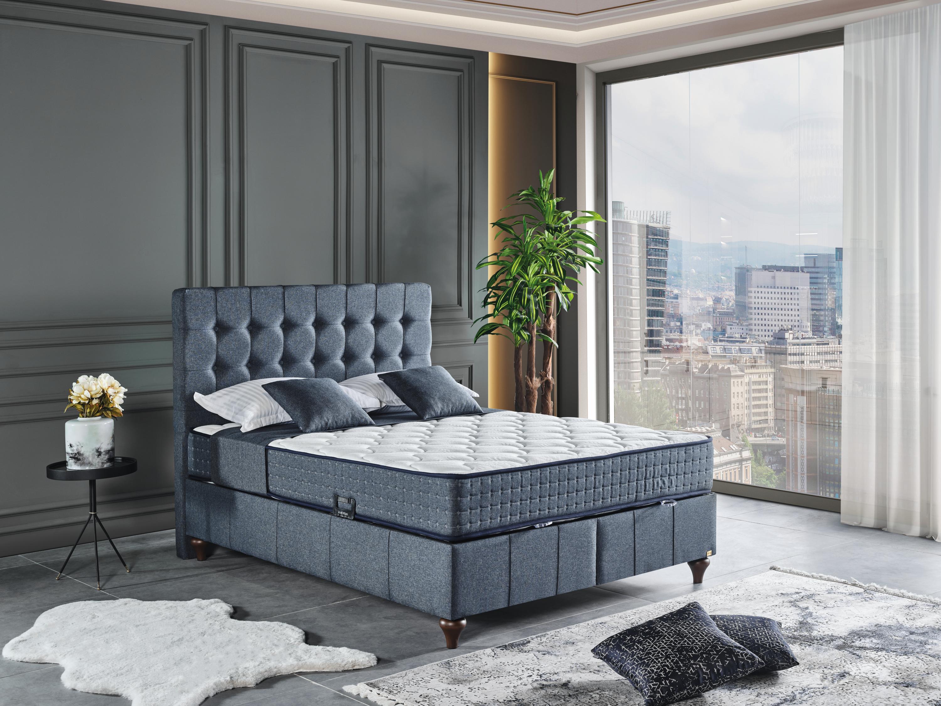 Netline Home Interior Soho Bed Sets in stylish bedroom comfort, featuring a cozy bedding set with pillows and decorative accents.